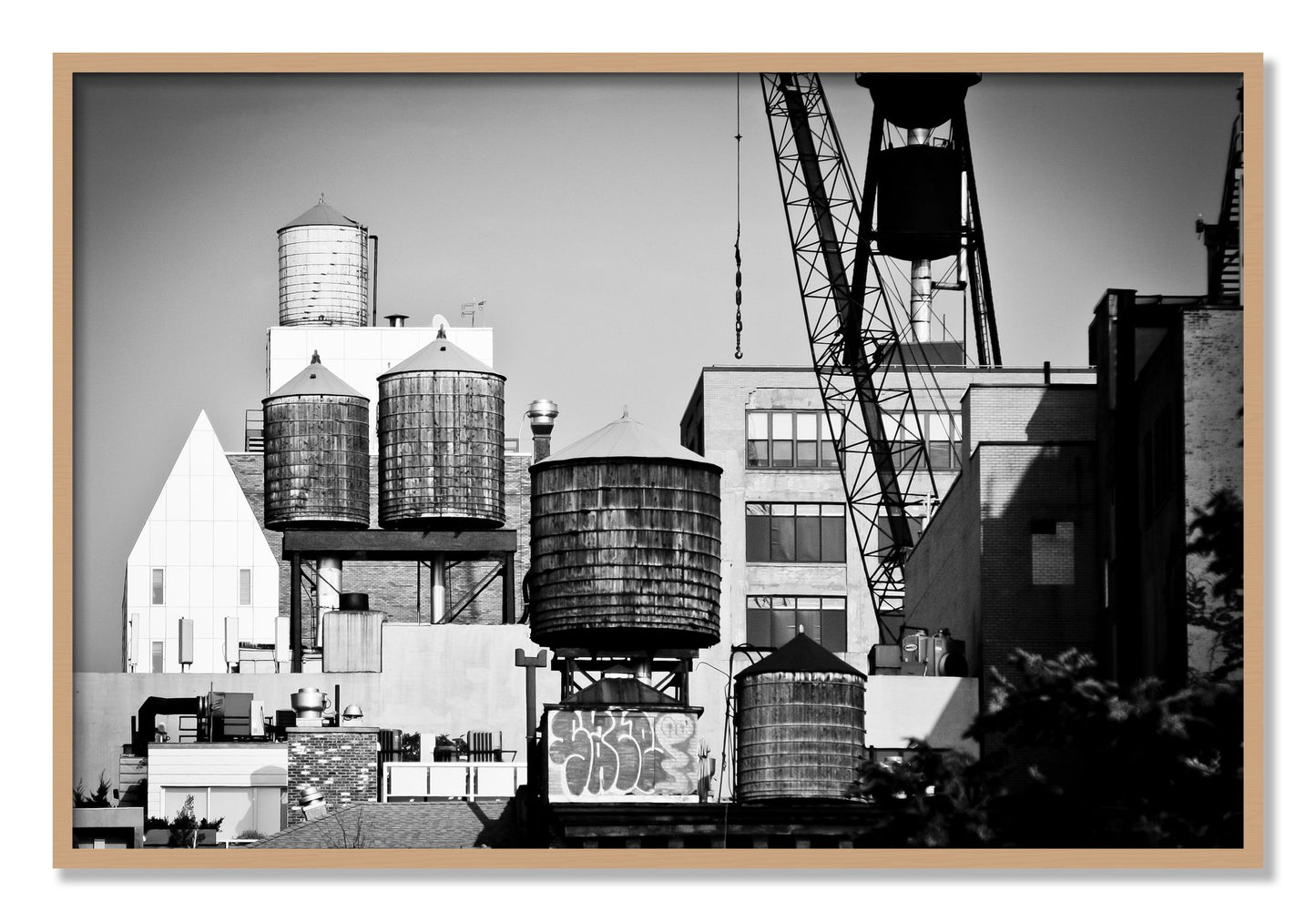 Framed photograph of NYC by Dylan Ozanich, Oak frame, Full Bleed