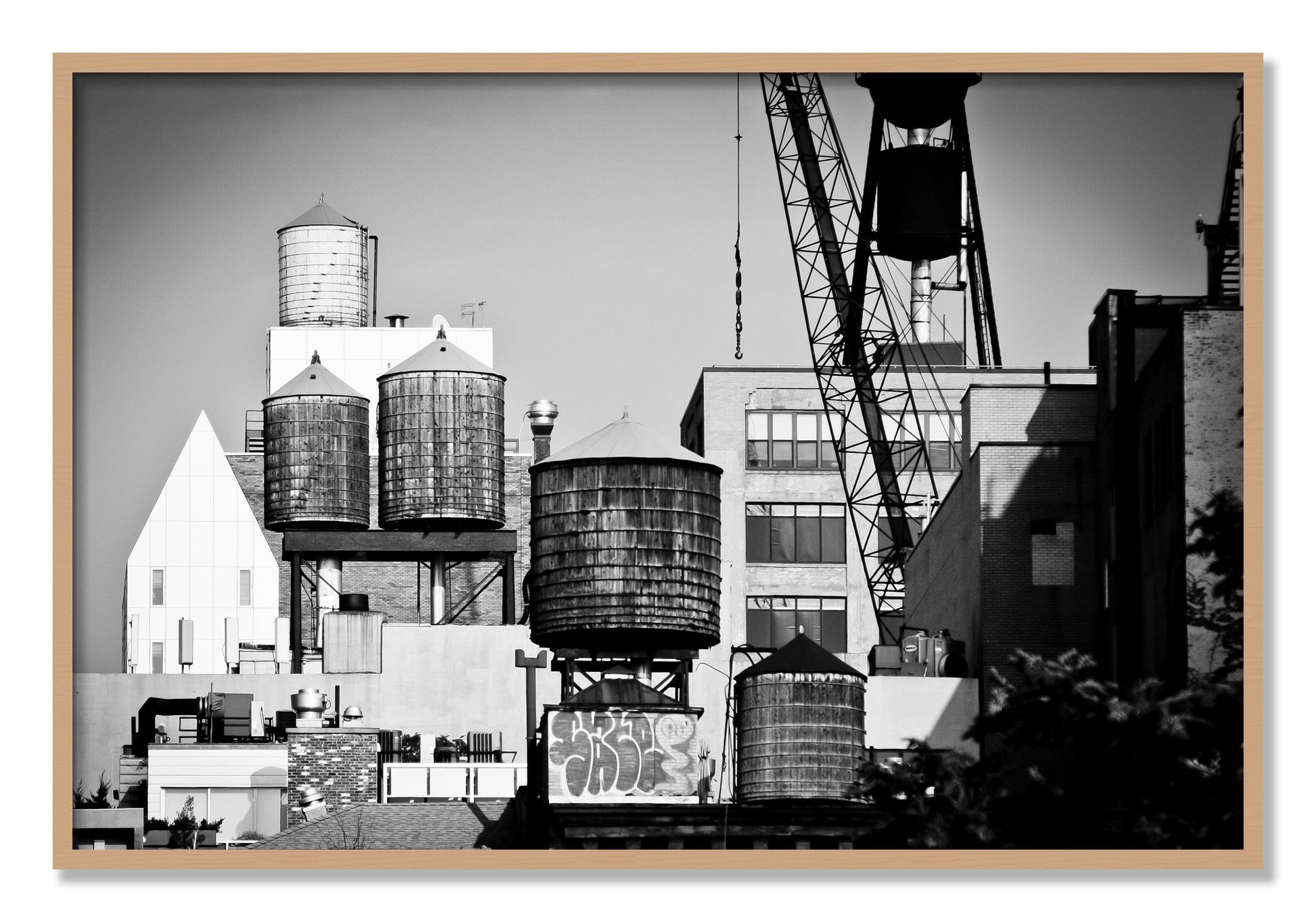 Framed photograph of NYC by Dylan Ozanich, Oak frame, Full Bleed