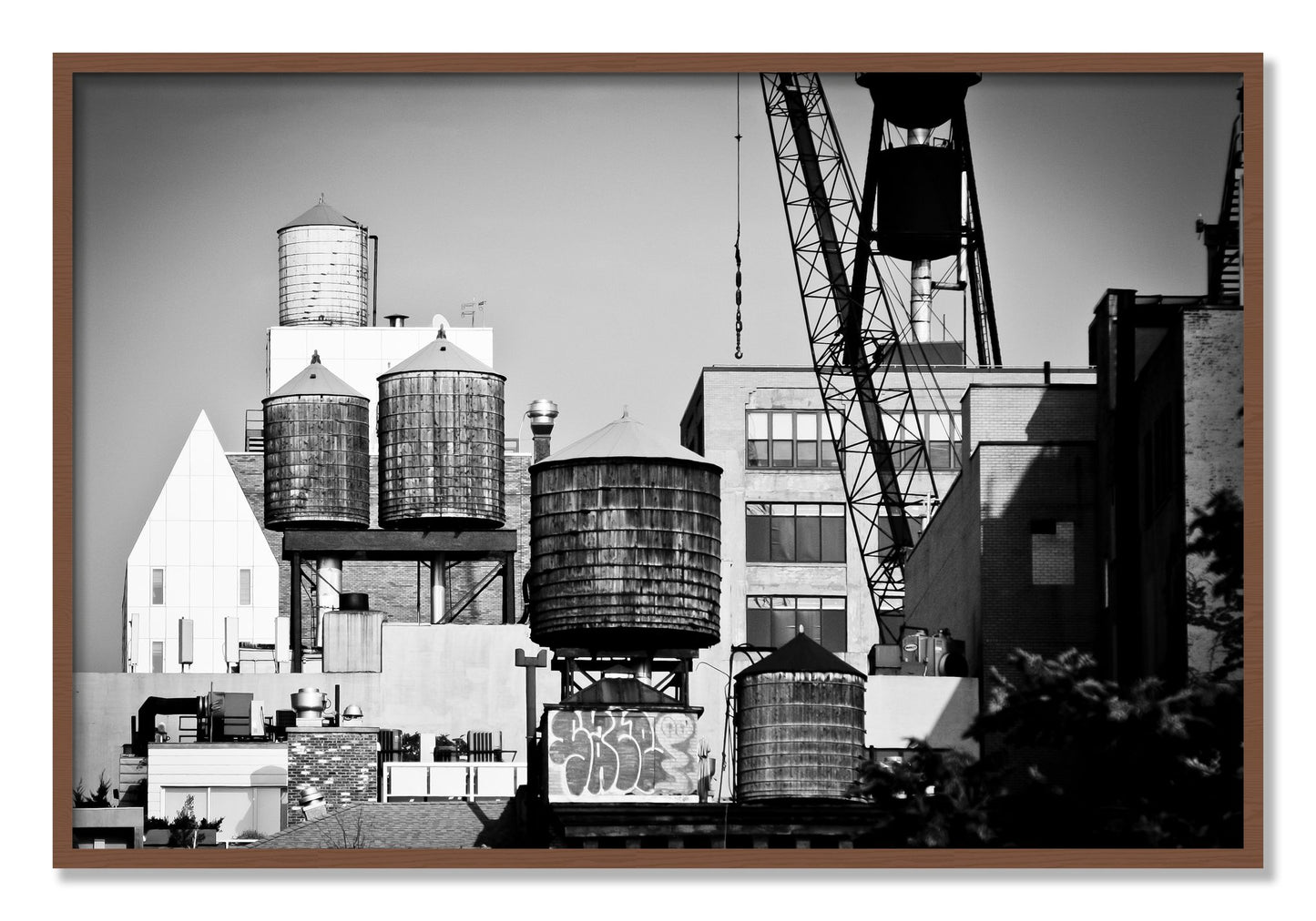 Framed photograph of NYC by Dylan Ozanich, Walnut frame, Full Bleed