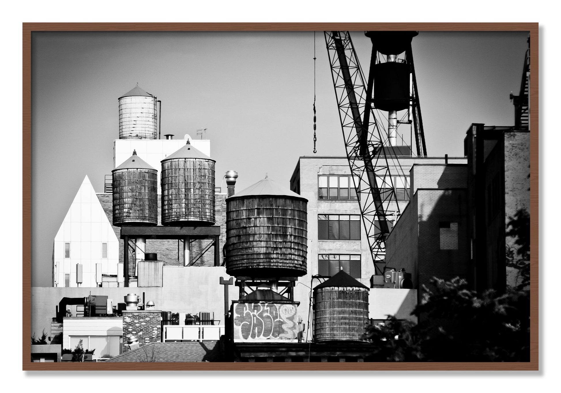 Framed photograph of NYC by Dylan Ozanich, Walnut frame, Full Bleed