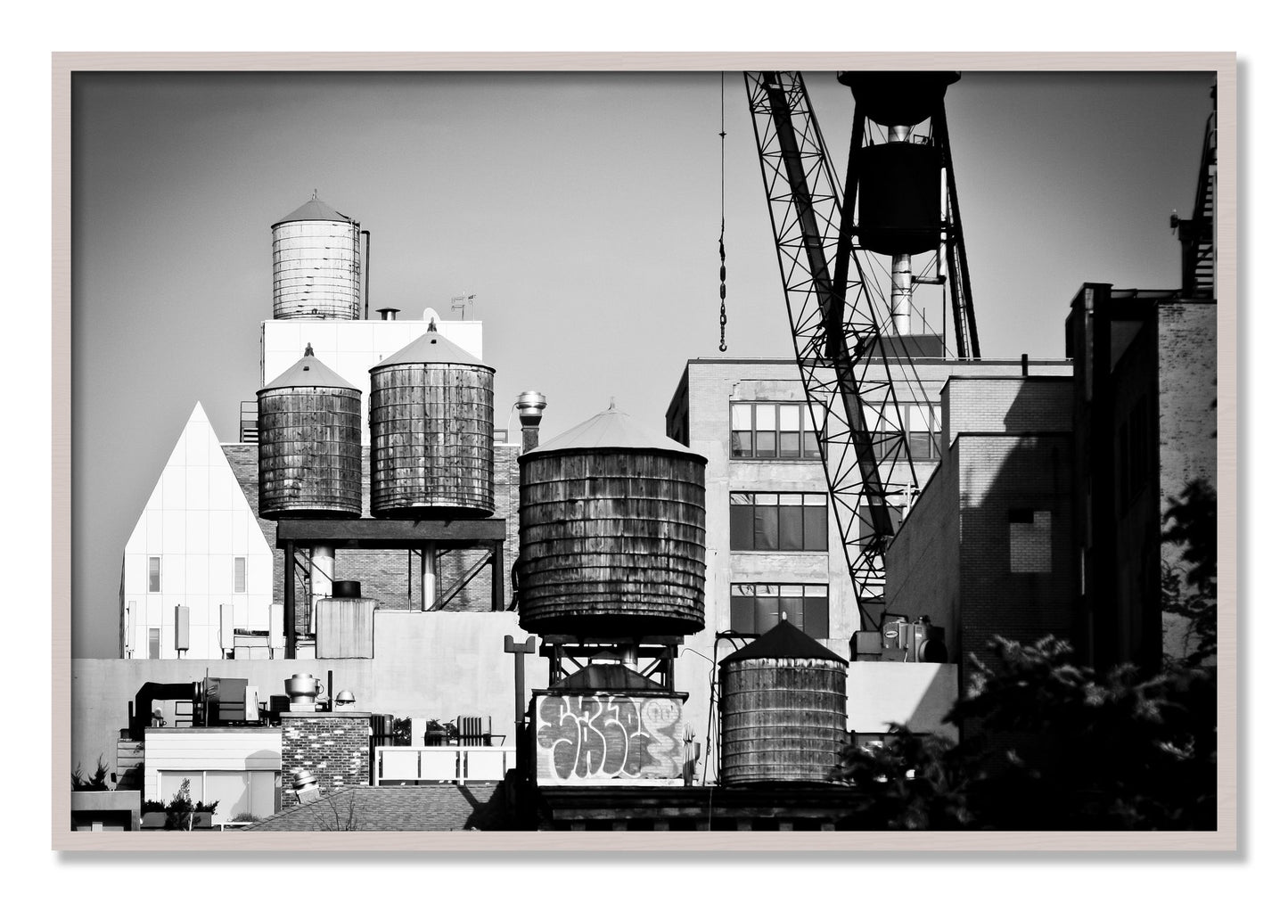 Framed photograph of NYC by Dylan Ozanich, White Maple frame, Full Bleed