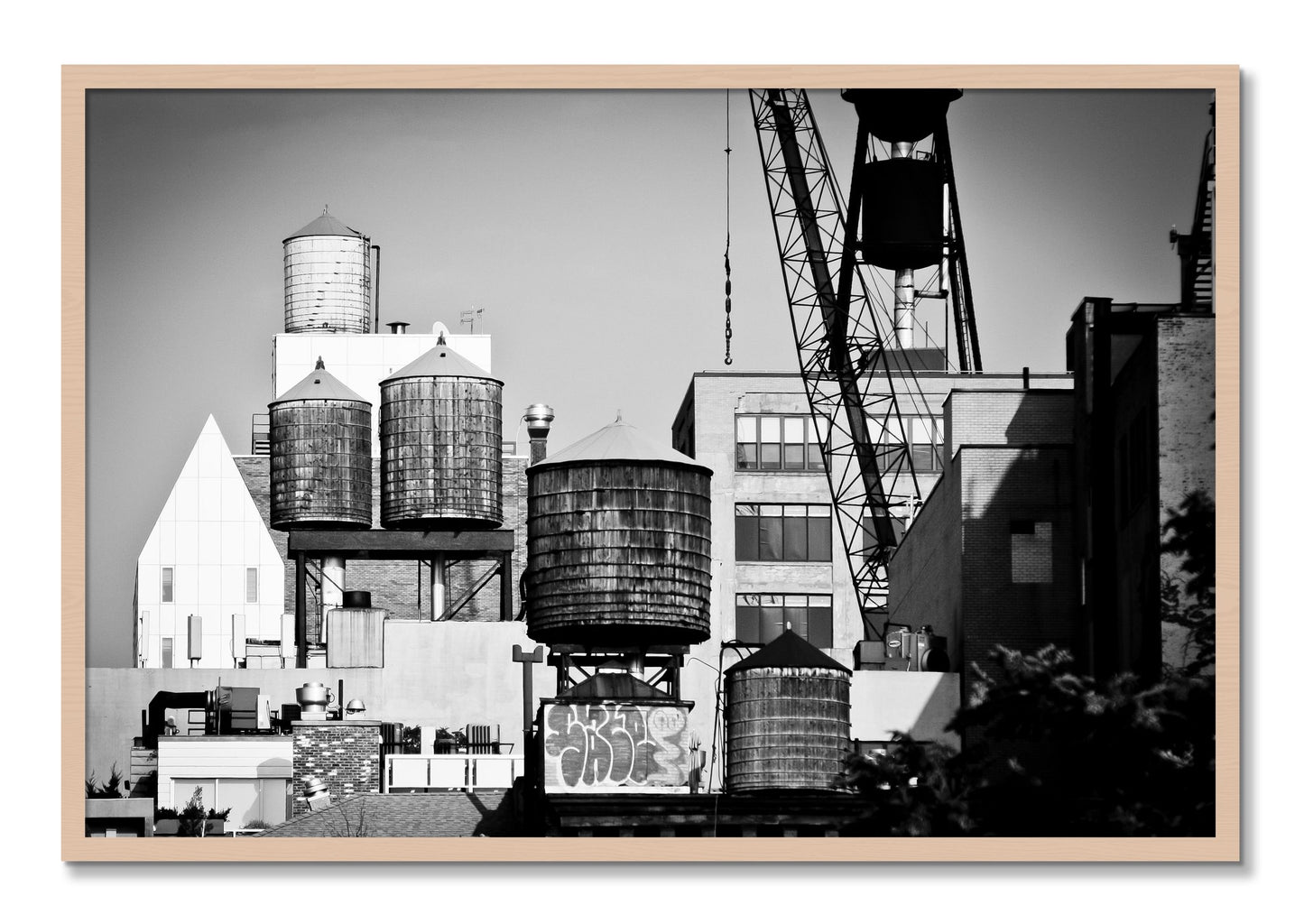 Framed photograph of NYC by Dylan Ozanich, Maple frame, Full Bleed