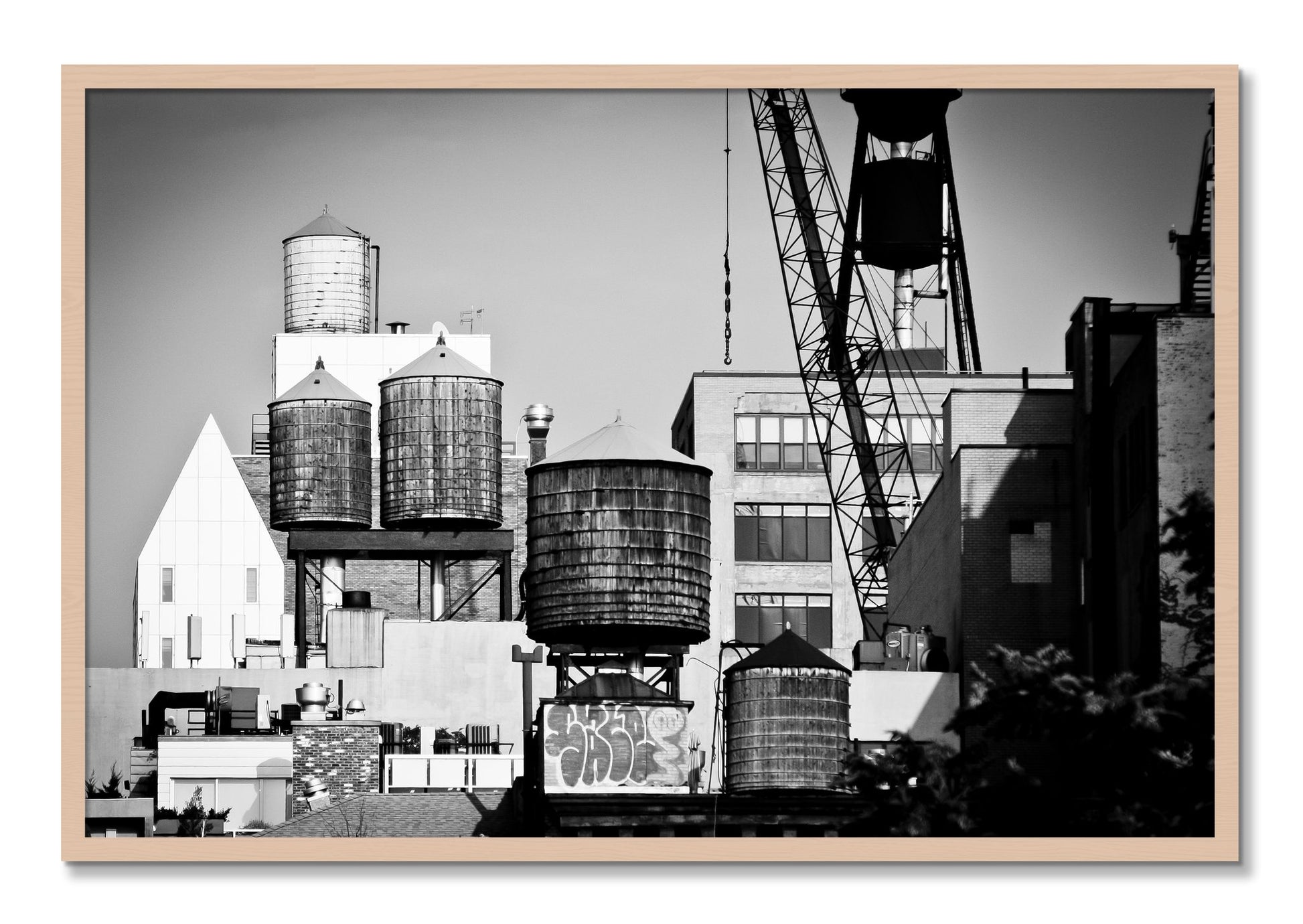 Framed photograph of NYC by Dylan Ozanich, Maple frame, Full Bleed