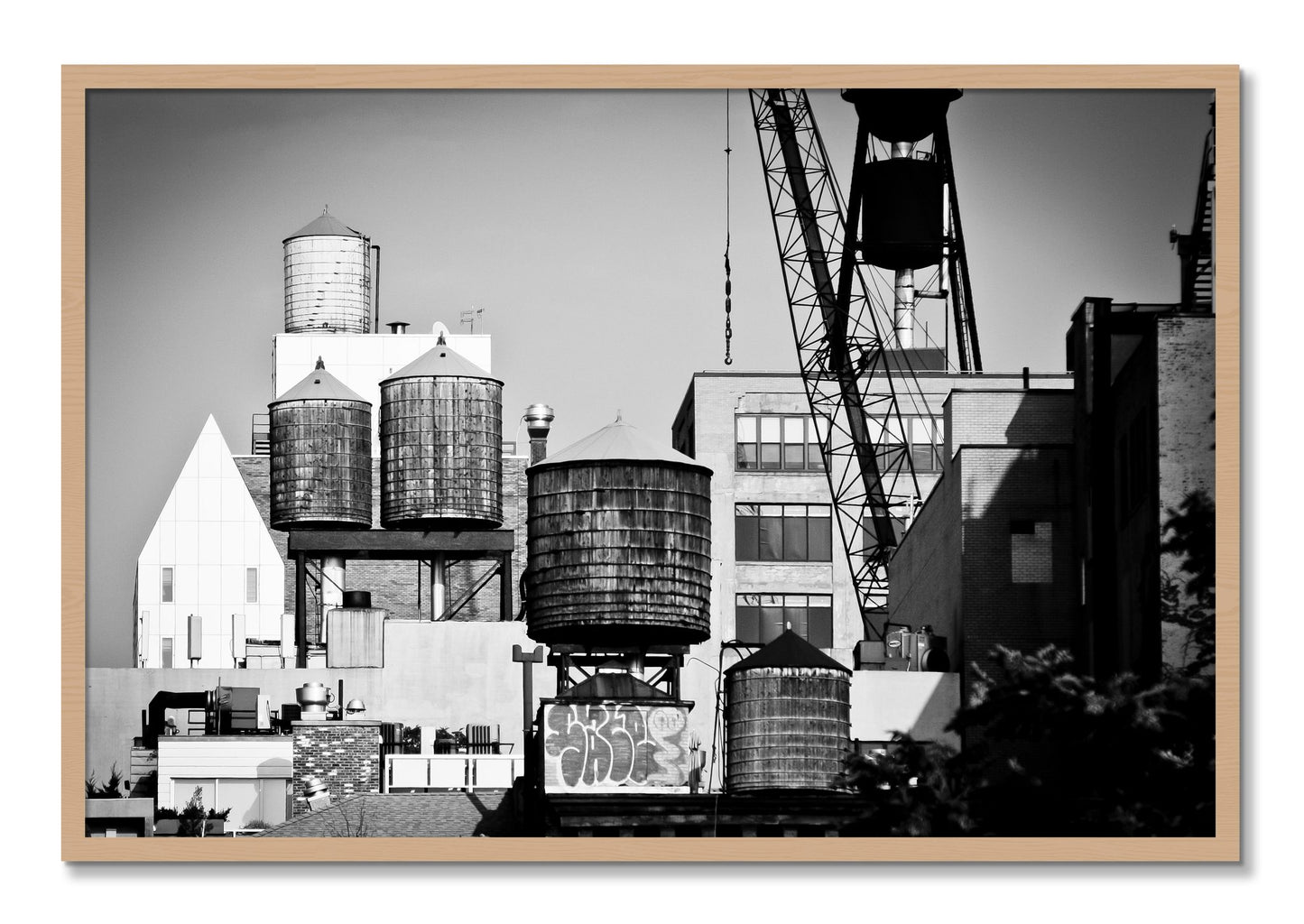 Framed photograph of NYC by Dylan Ozanich, Oak frame, Full Bleed