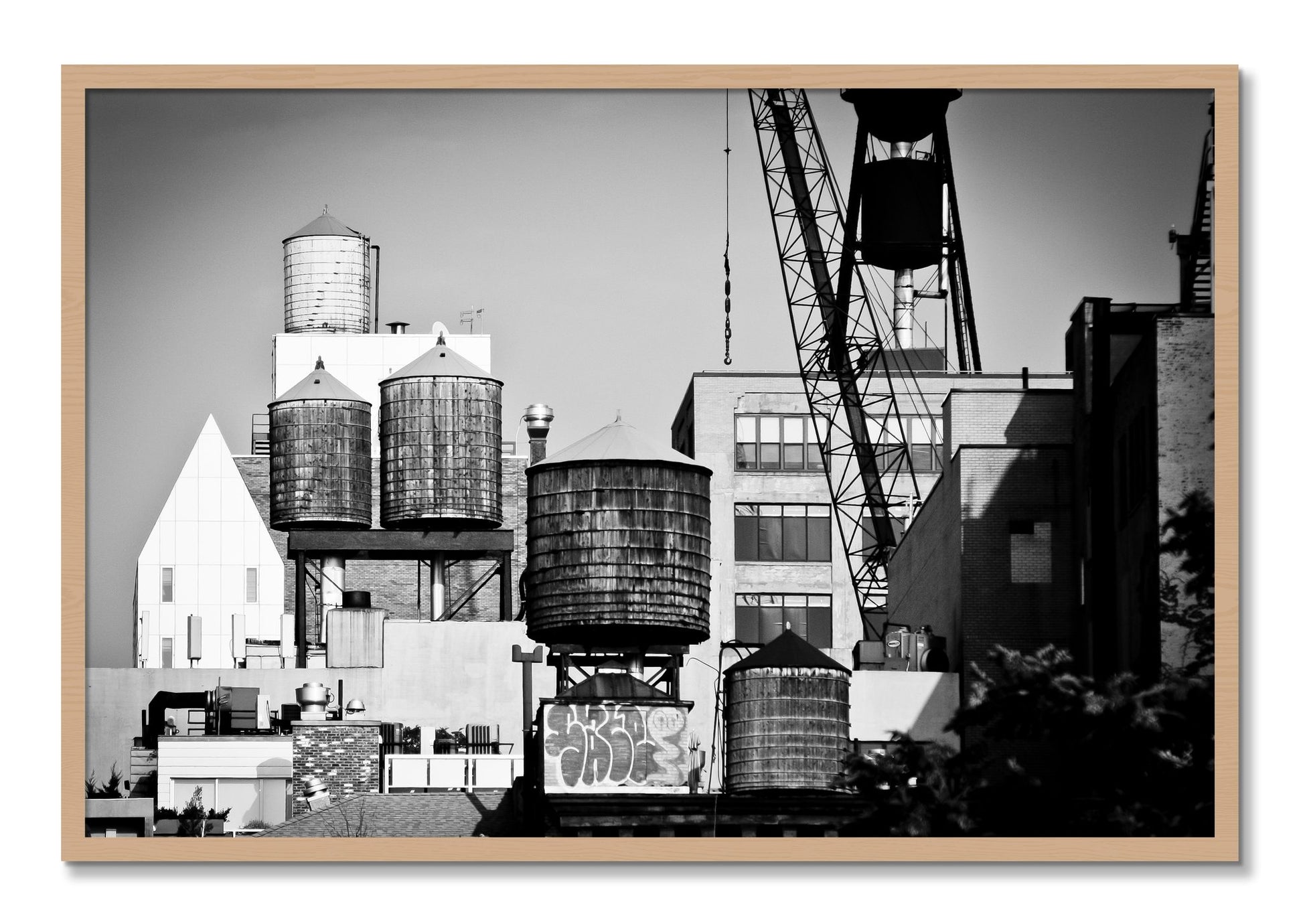 Framed photograph of NYC by Dylan Ozanich, Oak frame, Full Bleed