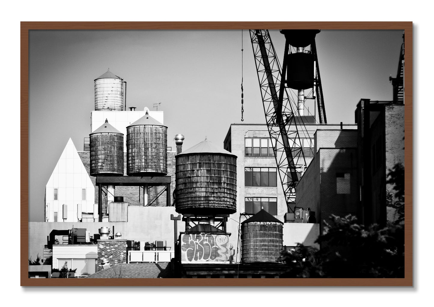 Framed photograph of NYC by Dylan Ozanich, Walnut frame, Full Bleed