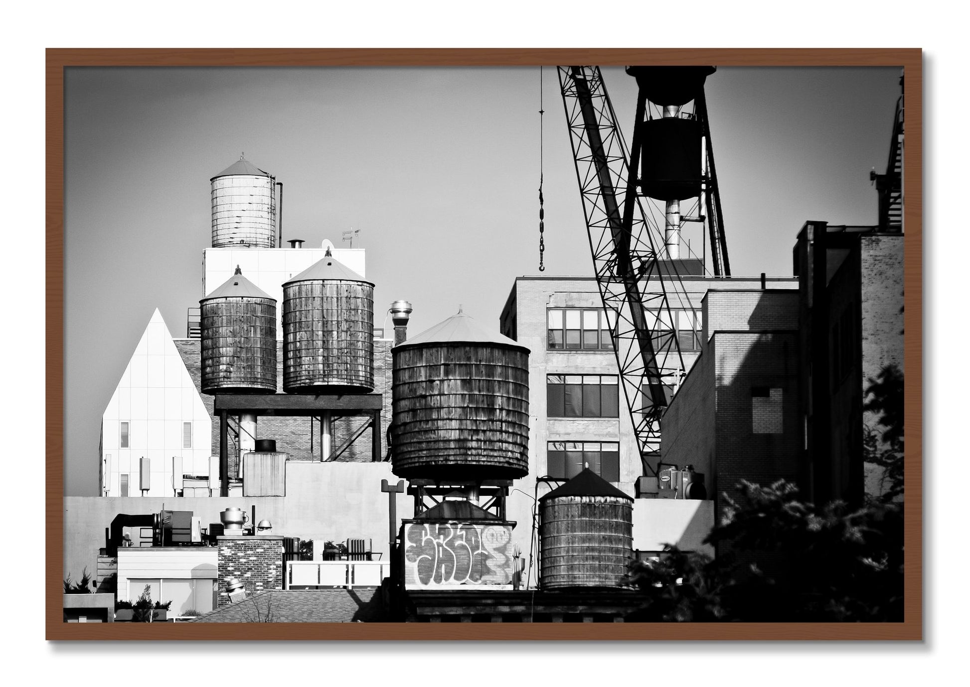 Framed photograph of NYC by Dylan Ozanich, Walnut frame, Full Bleed