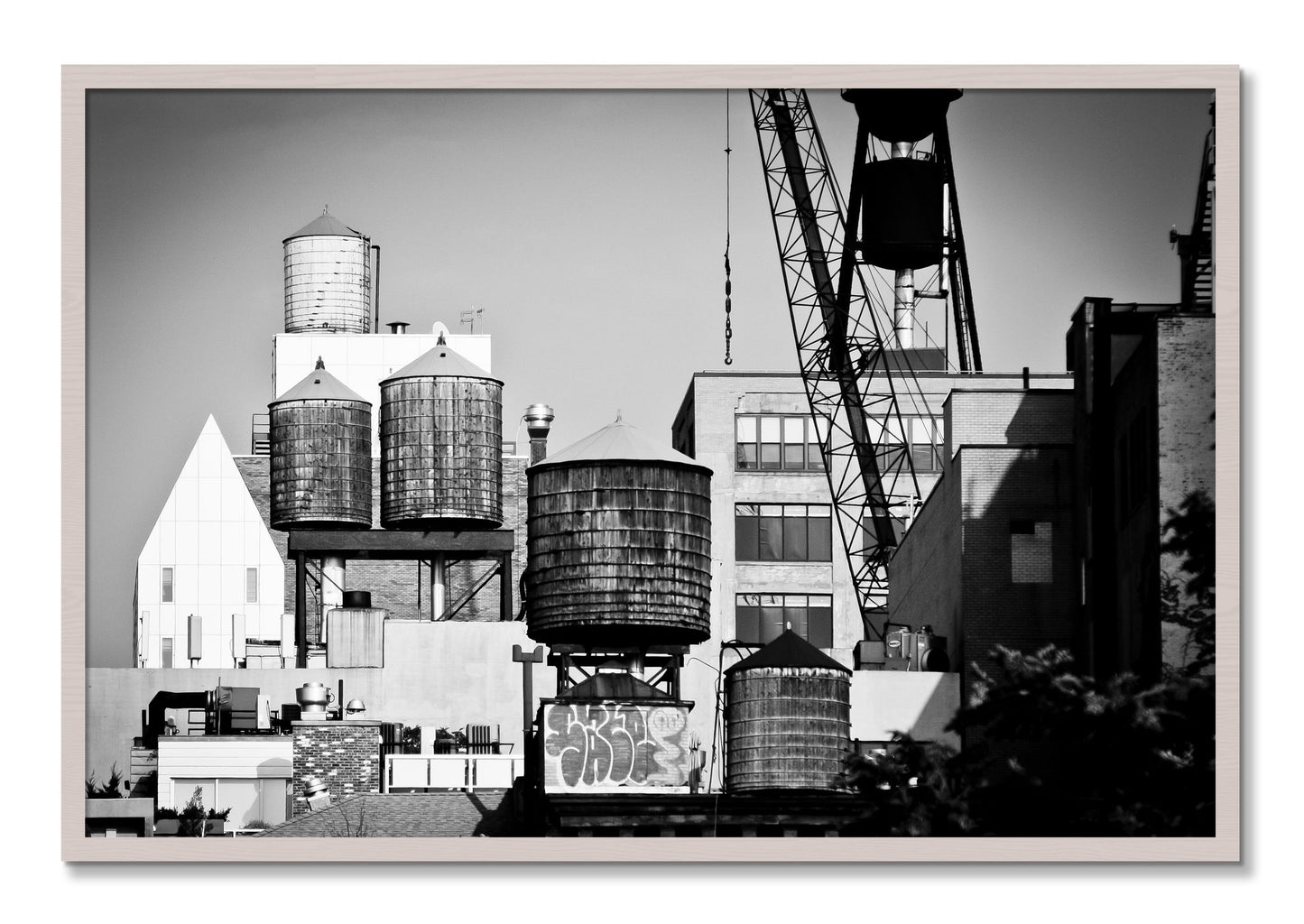 Framed photograph of NYC by Dylan Ozanich, White Maple frame, Full Bleed