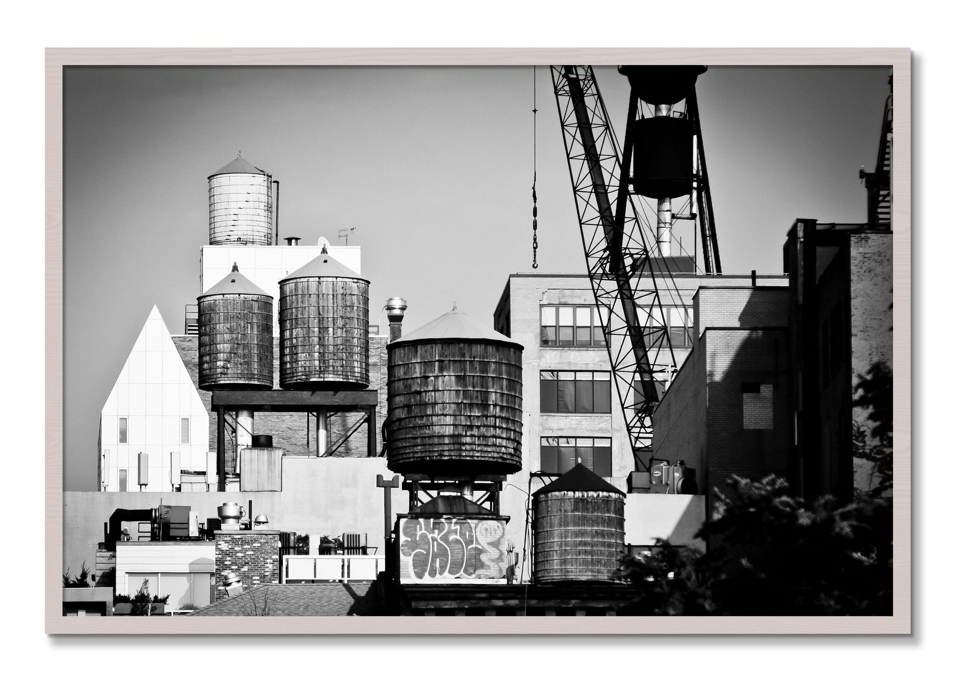 Framed photograph of NYC by Dylan Ozanich, White Maple frame, Full Bleed
