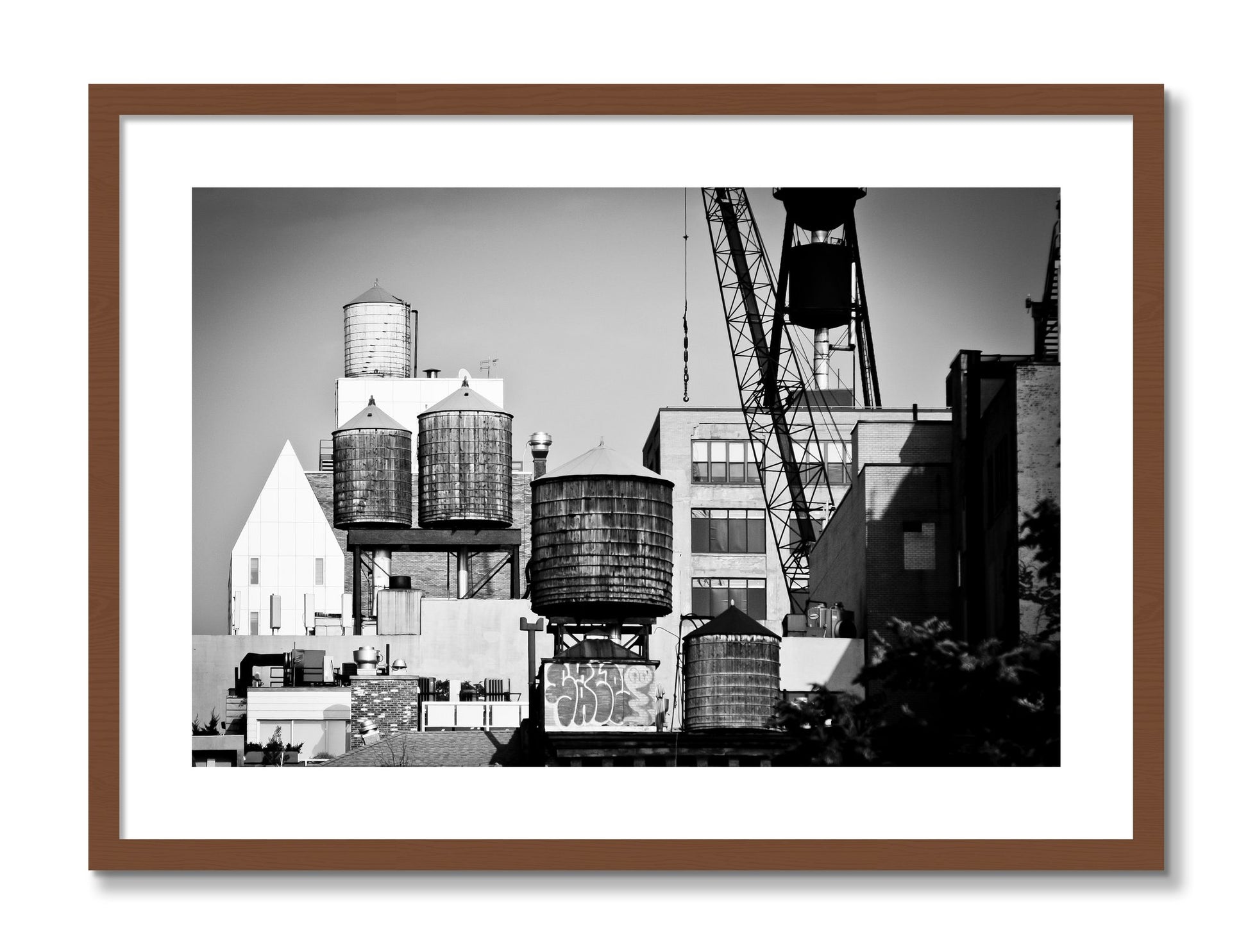 Framed photograph of NYC by Dylan Ozanich, Walnut frame, Borders