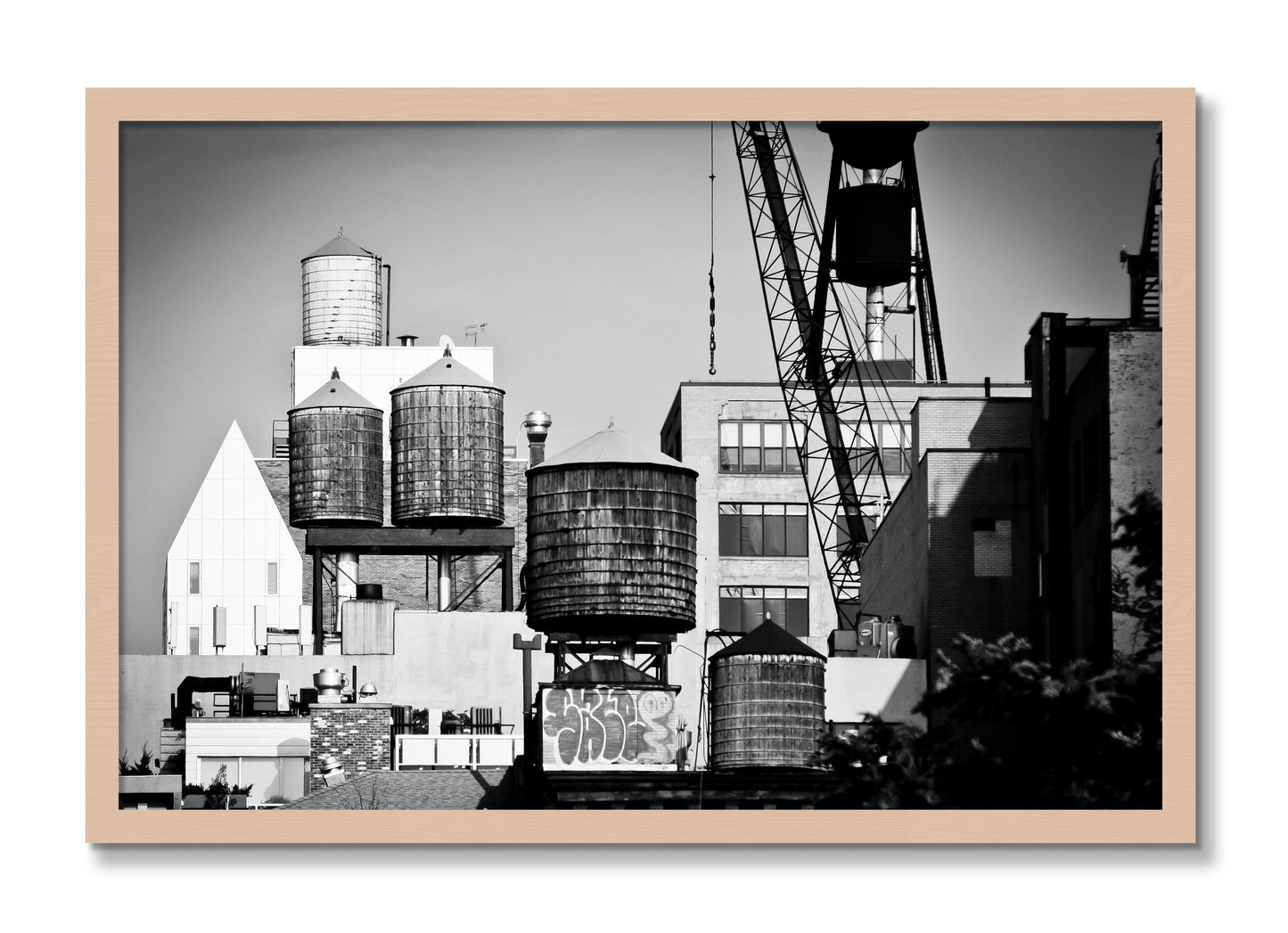 Framed photograph of NYC by Dylan Ozanich, Maple frame, Full Bleed