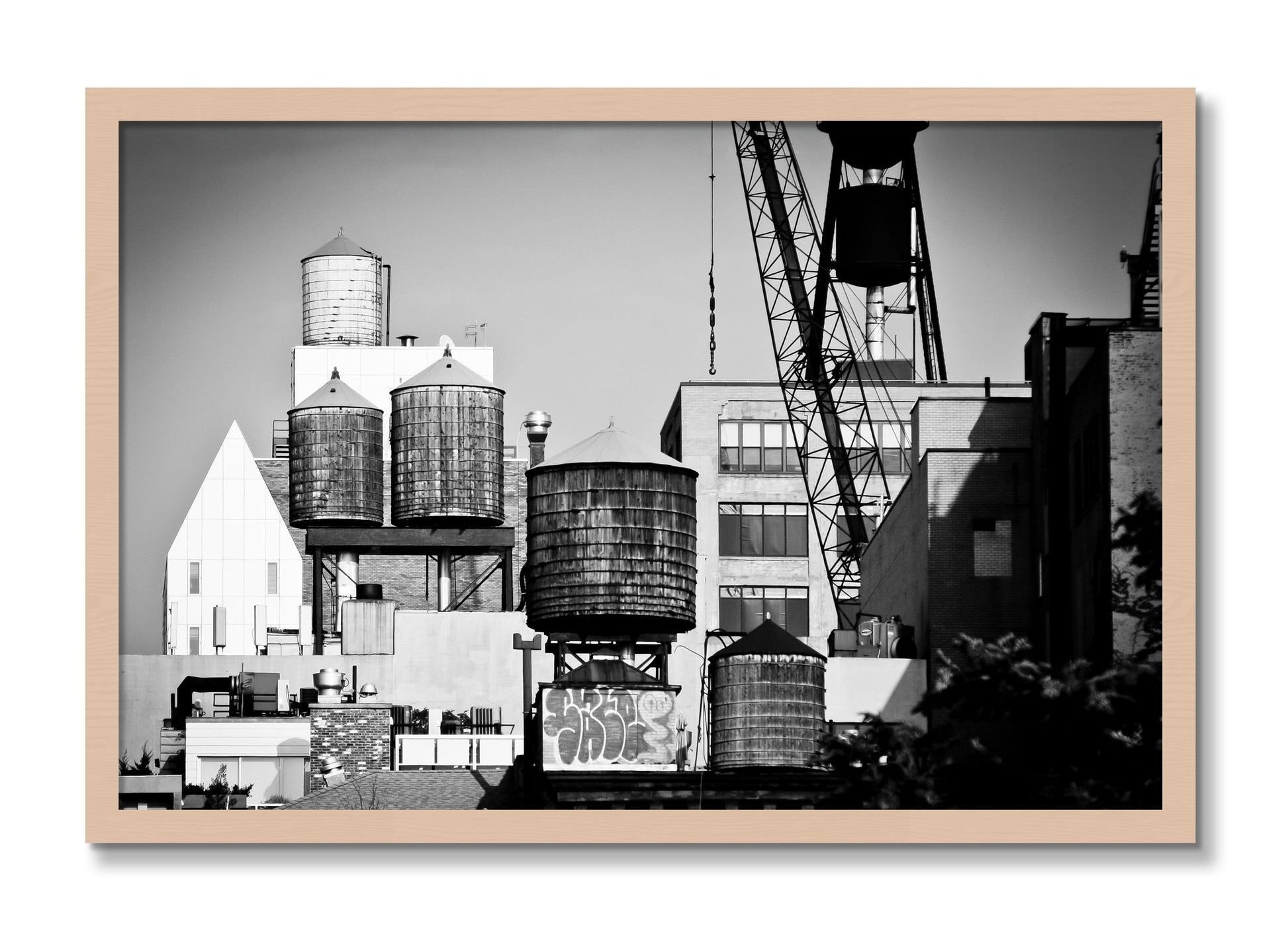 Framed photograph of NYC by Dylan Ozanich, Maple frame, Full Bleed