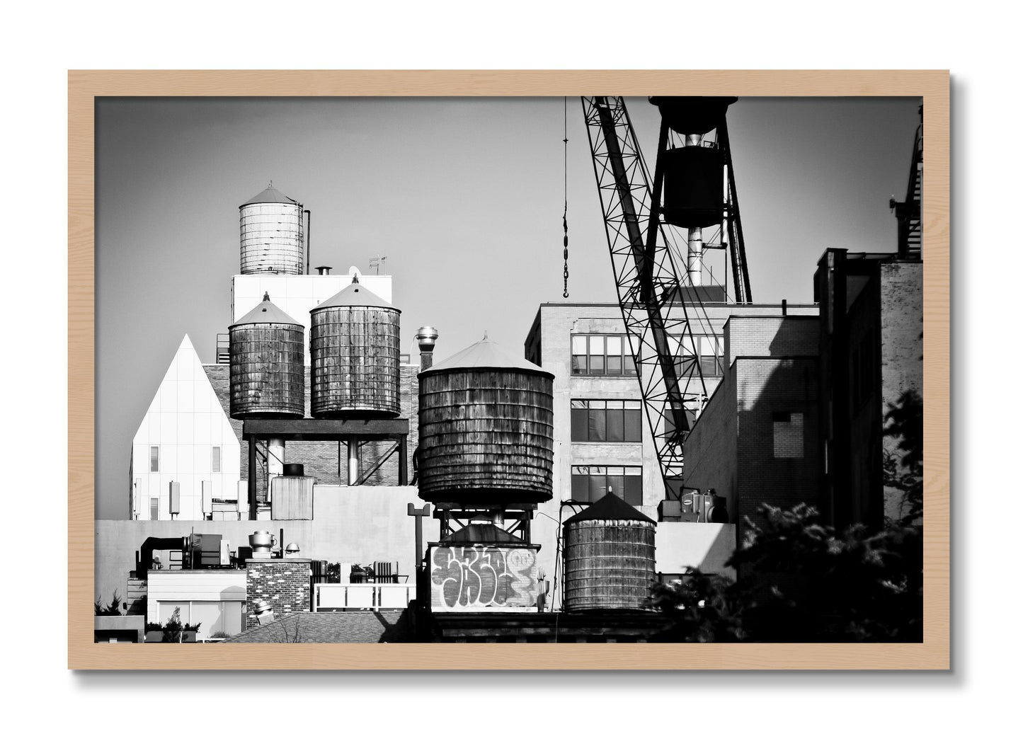 Framed photograph of NYC by Dylan Ozanich, Oak frame, Full Bleed