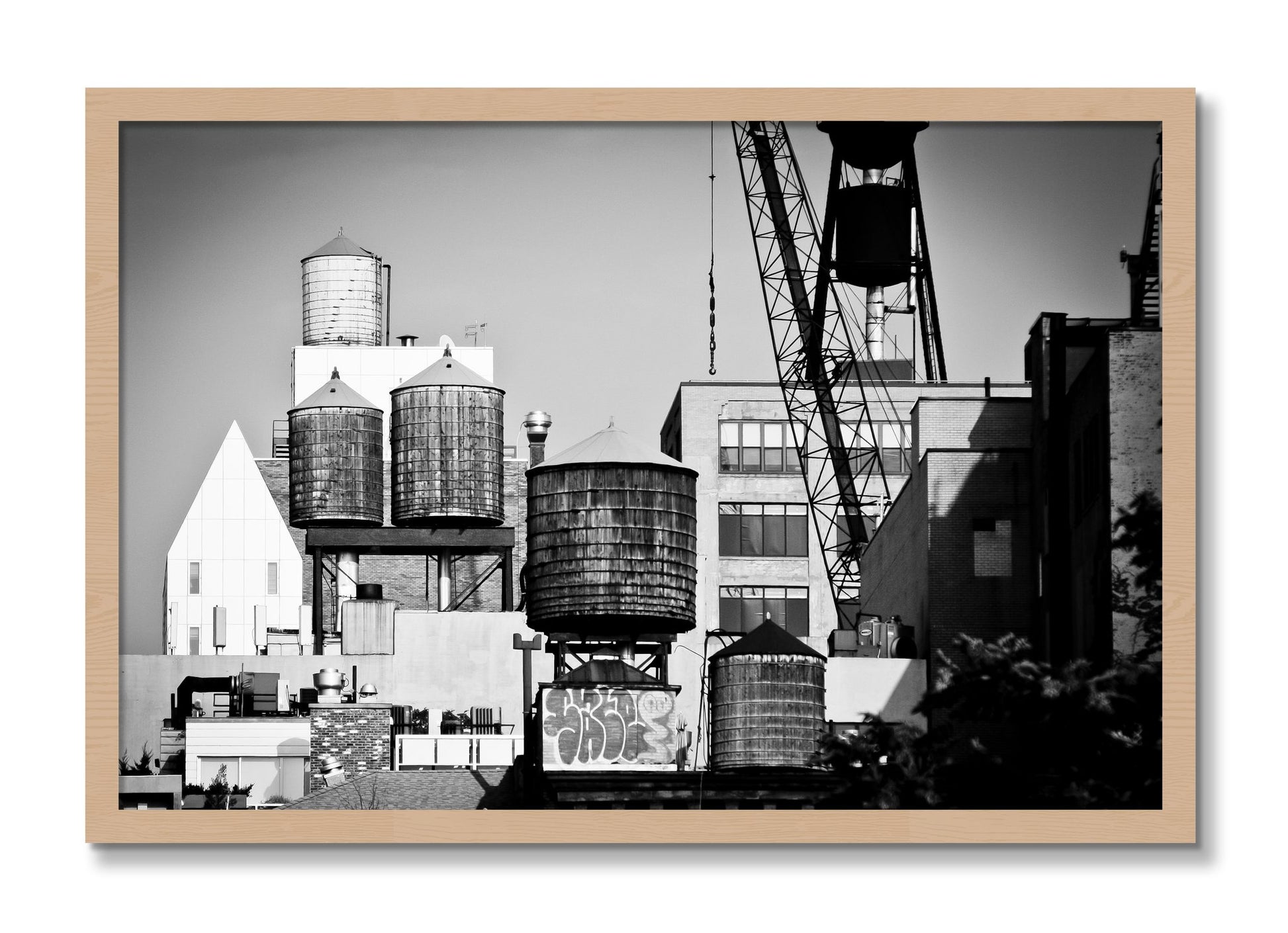 Framed photograph of NYC by Dylan Ozanich, Oak frame, Full Bleed