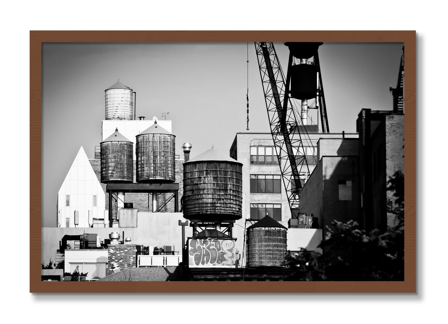 Framed photograph of NYC by Dylan Ozanich, Walnut frame, Full Bleed