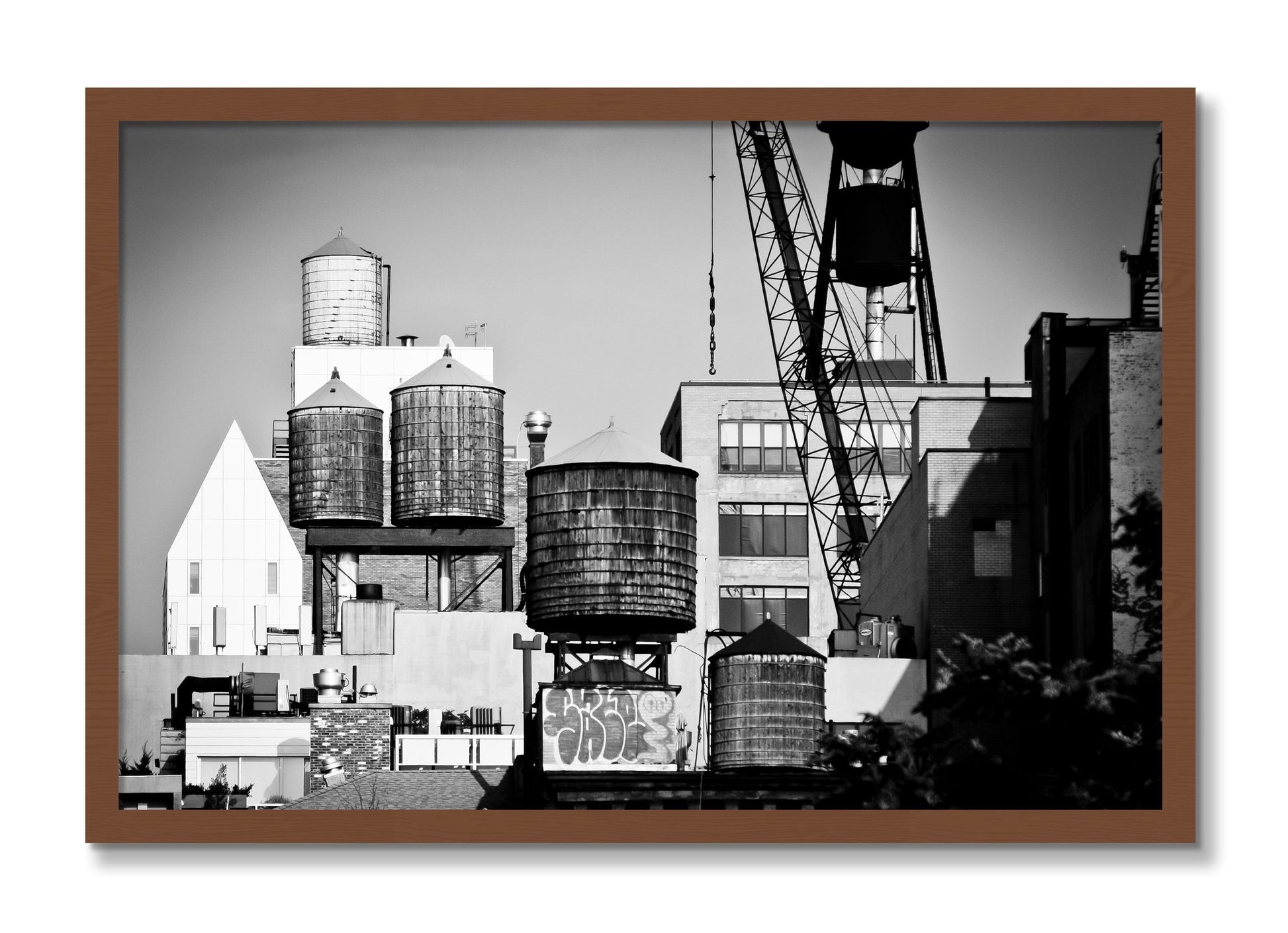 Framed photograph of NYC by Dylan Ozanich, Walnut frame, Full Bleed