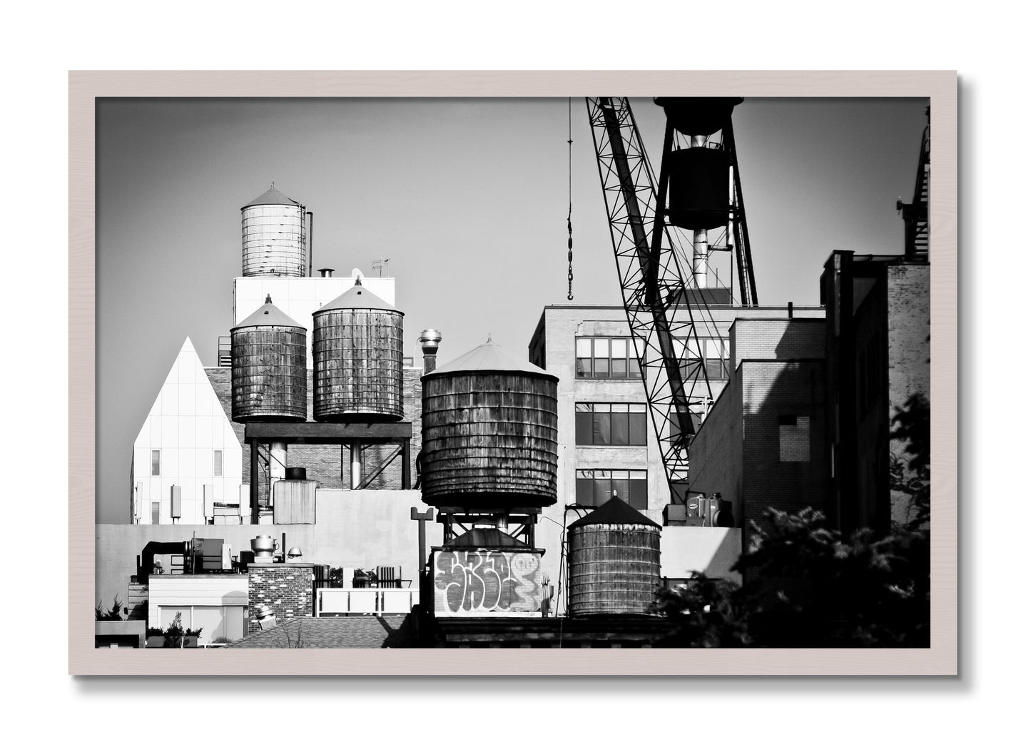 Framed photograph of NYC by Dylan Ozanich, White Maple frame, Full Bleed