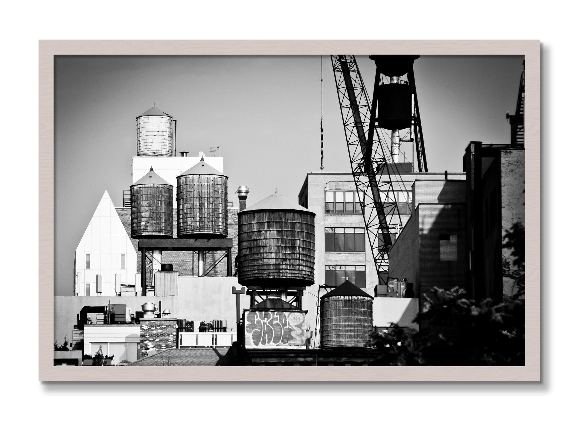 Framed photograph of NYC by Dylan Ozanich, White Maple frame, Full Bleed