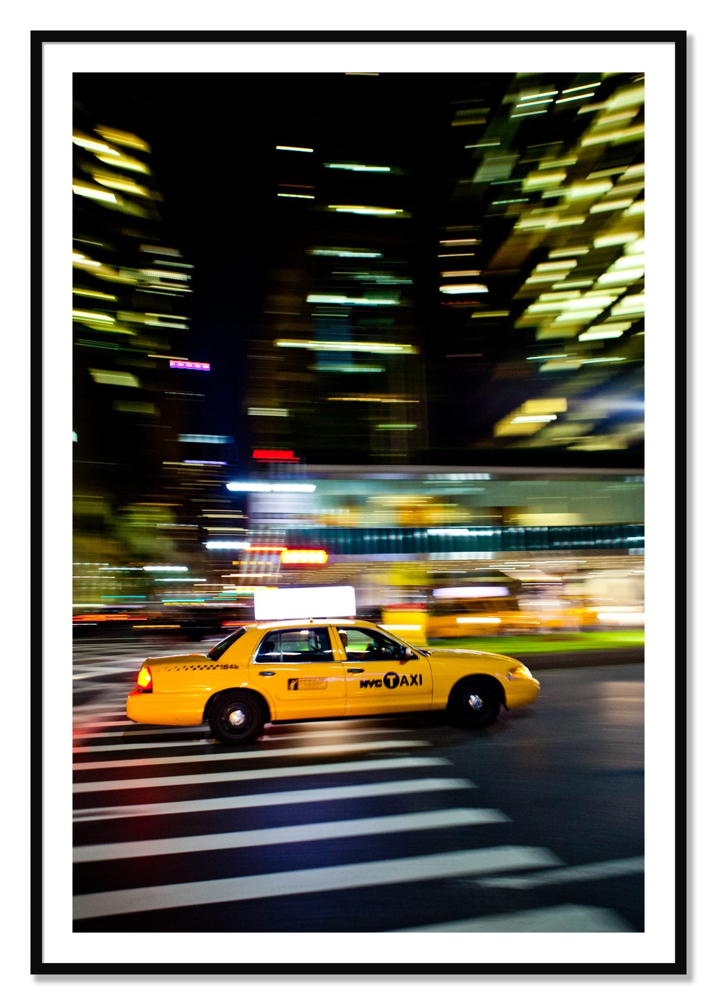 Framed photograph of NYCTaxi by Dylan Ozanich, Black frame, Borders