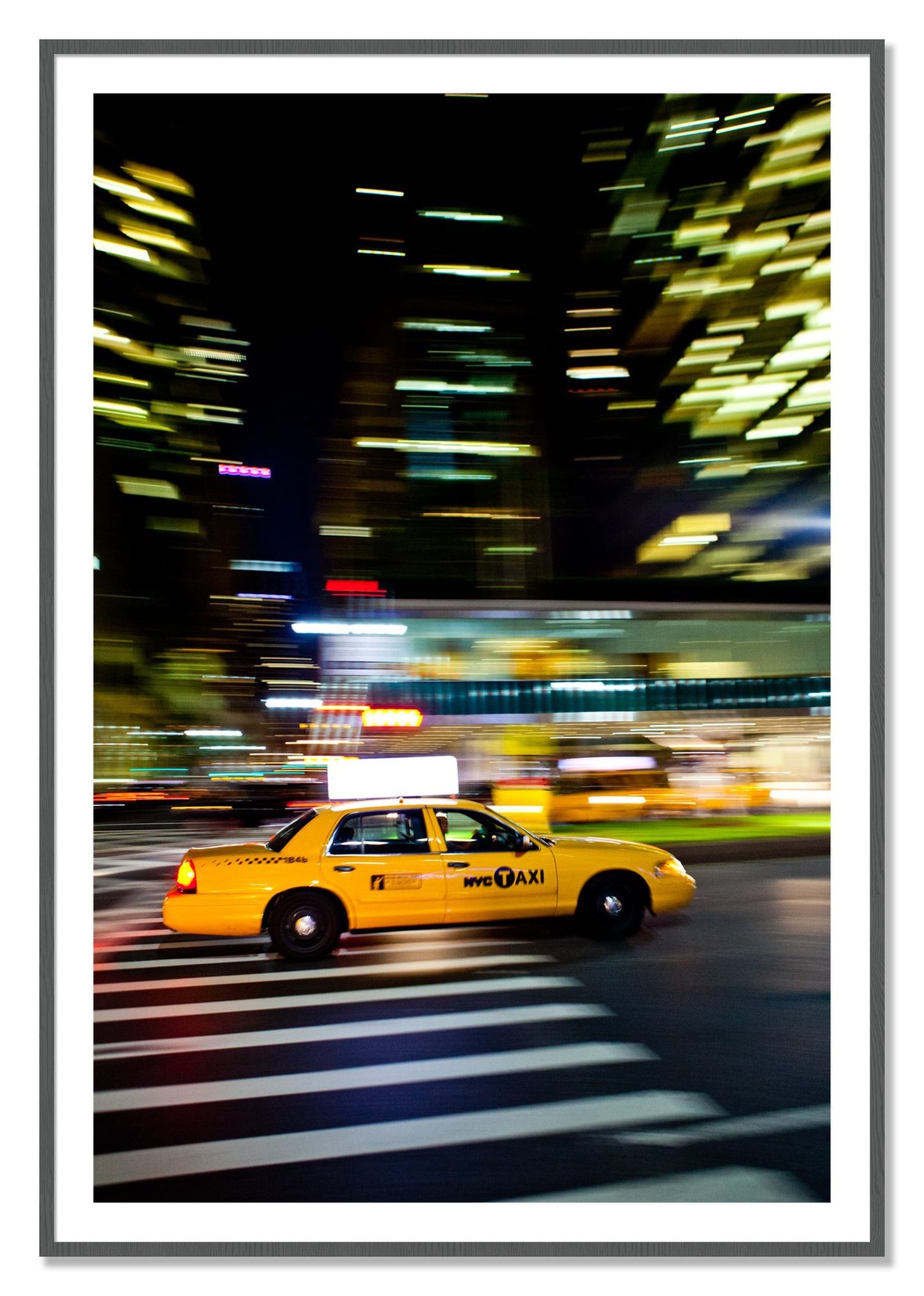 Framed photograph of NYCTaxi by Dylan Ozanich, Grey frame, Borders
