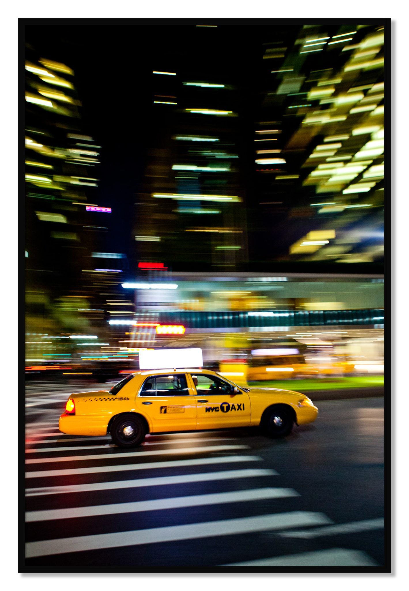 Framed photograph of NYCTaxi by Dylan Ozanich, Black frame, Full Bleed