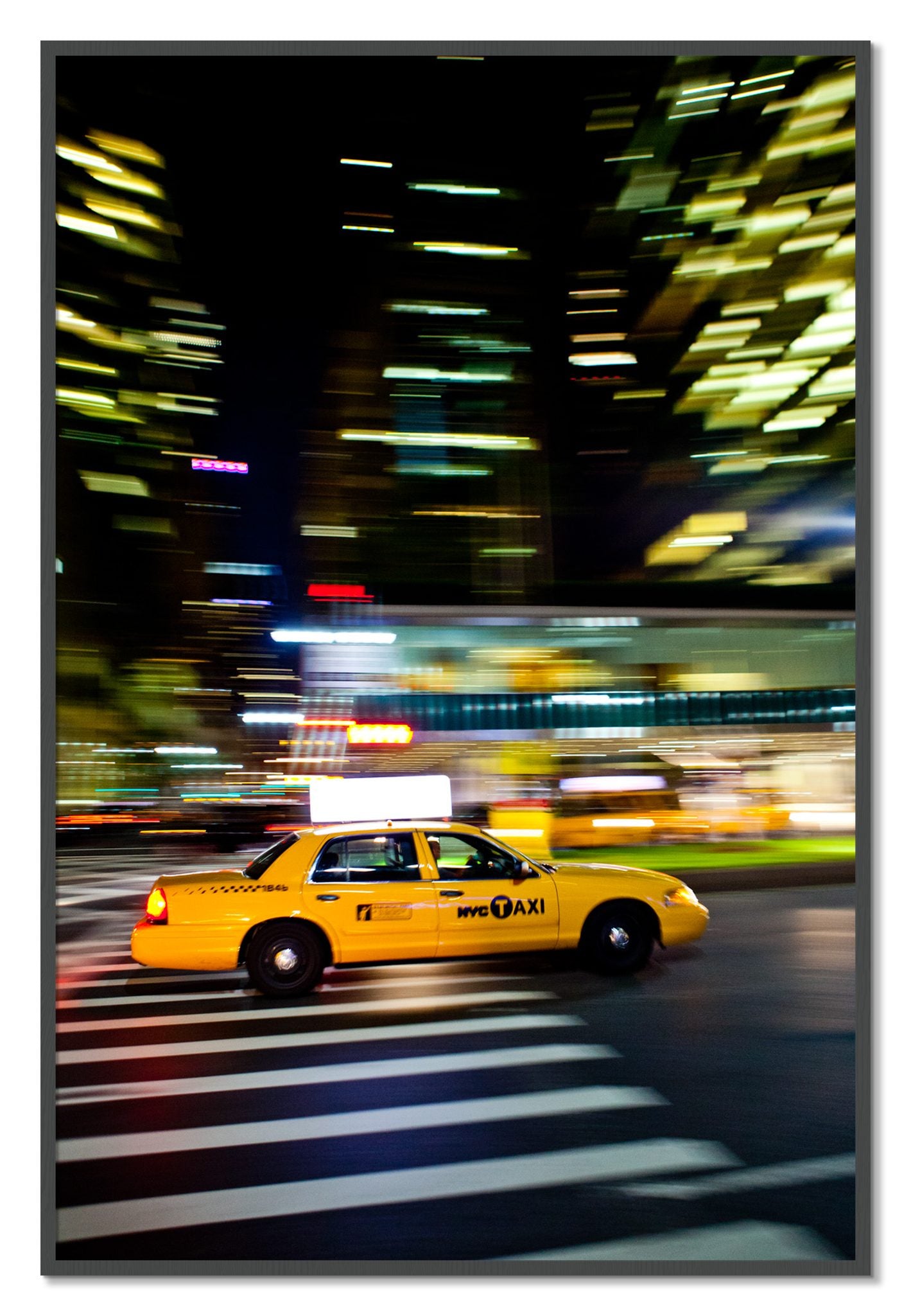 Framed photograph of NYCTaxi by Dylan Ozanich, Grey frame, Full Bleed