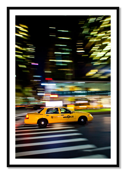 Framed photograph of NYCTaxi by Dylan Ozanich, Black frame, Borders