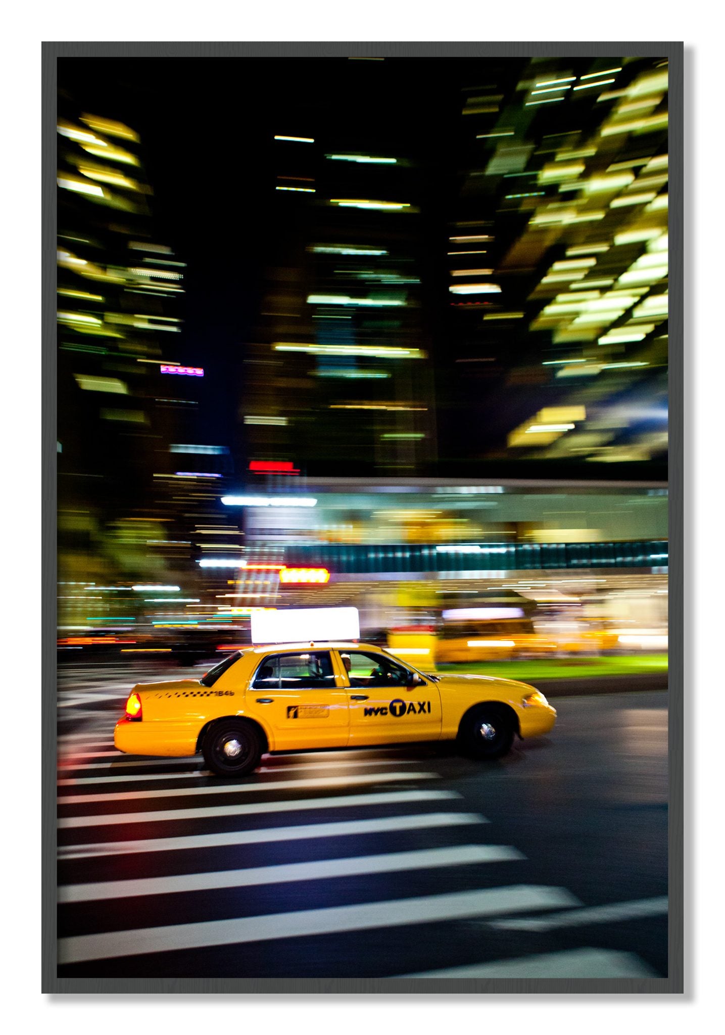 Framed photograph of NYCTaxi by Dylan Ozanich, Grey frame, Full Bleed