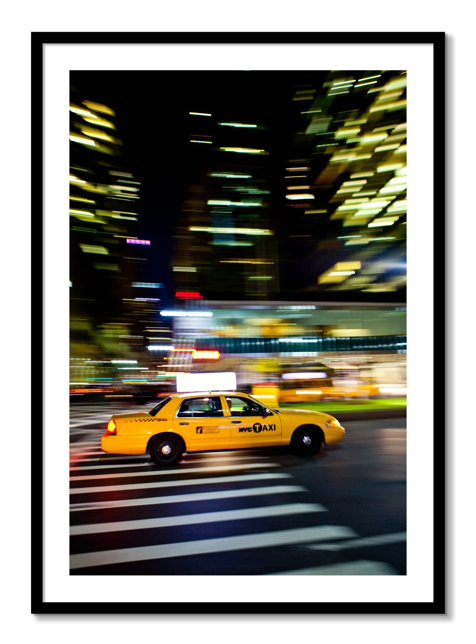 Framed photograph of NYCTaxi by Dylan Ozanich, Black frame, Borders