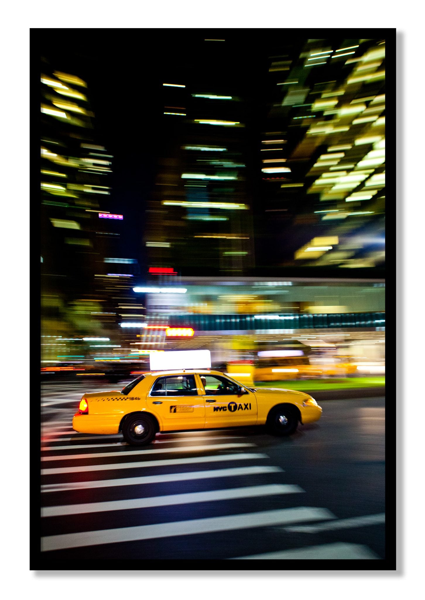 Framed photograph of NYCTaxi by Dylan Ozanich, Black frame, Full Bleed
