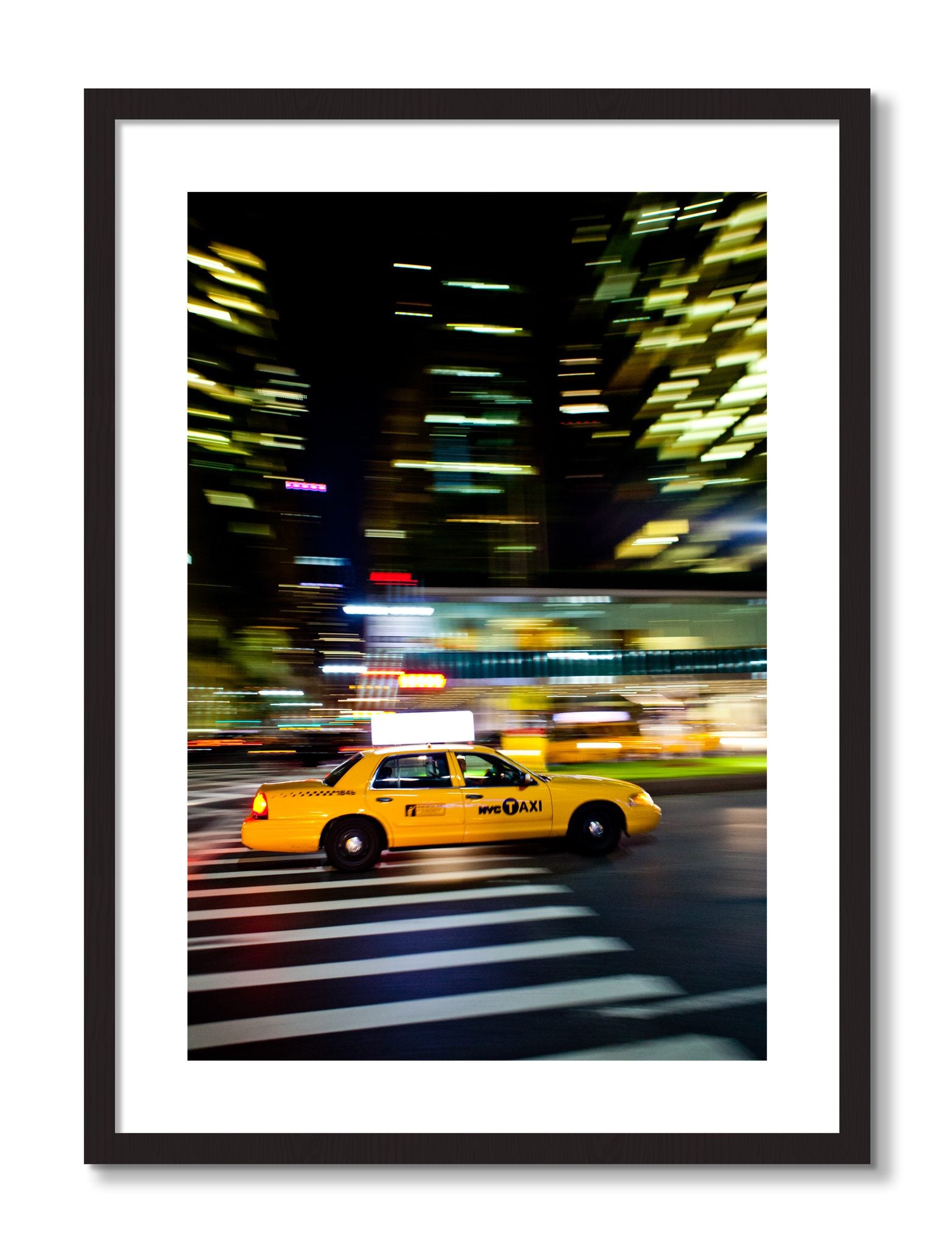 Framed photograph of NYCTaxi by Dylan Ozanich, Black frame, Borders