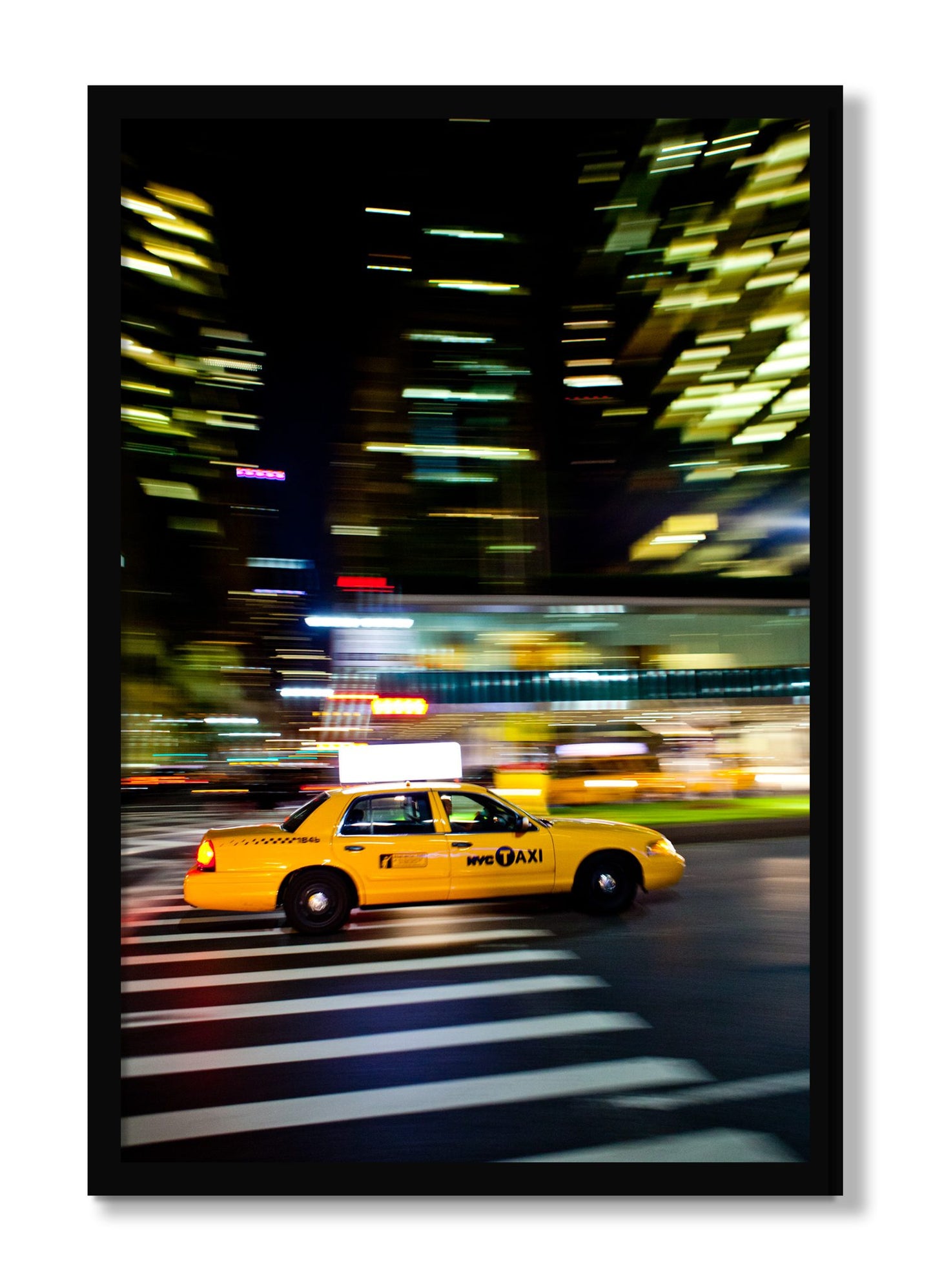 Framed photograph of NYCTaxi by Dylan Ozanich, Black frame, Full Bleed