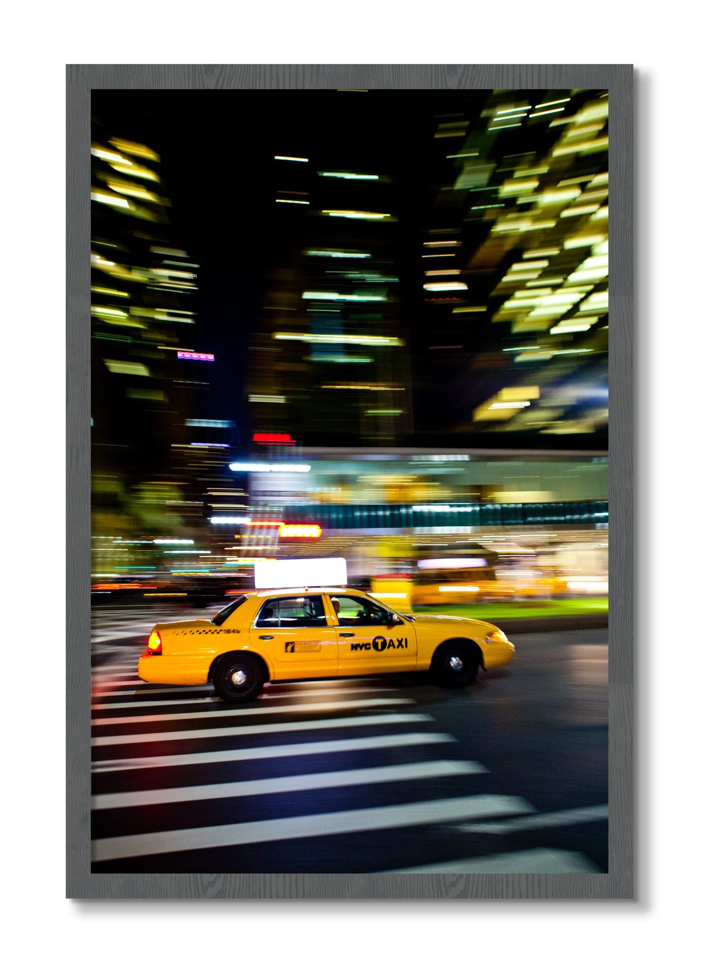 Framed photograph of NYCTaxi by Dylan Ozanich, Grey frame, Full Bleed