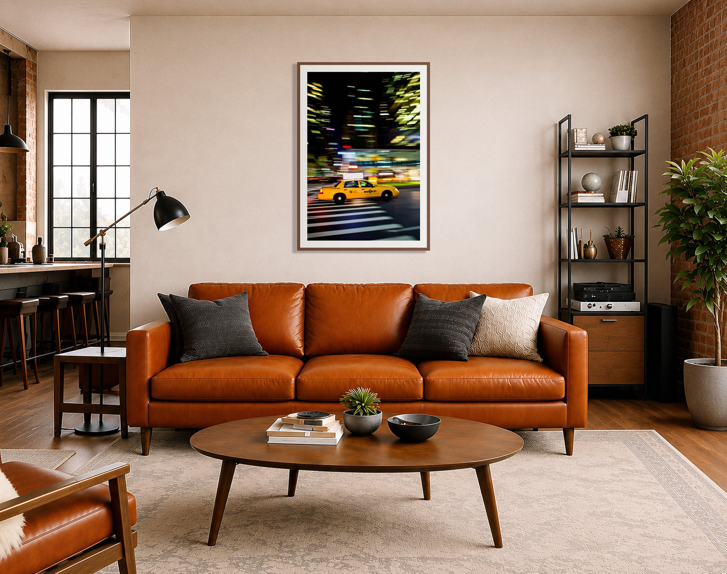 Framed photograph of NYCTaxi by Dylan Ozanich displayed on a wall