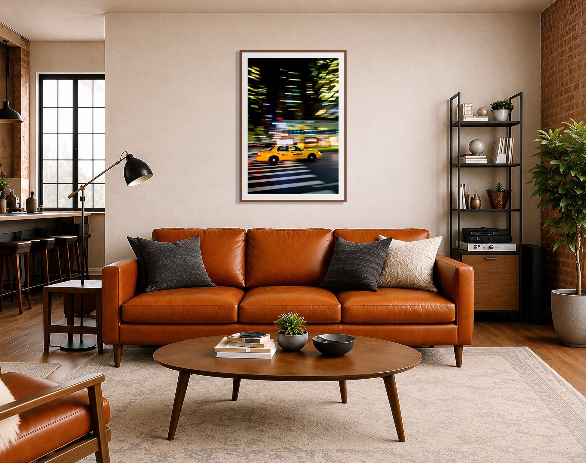 Framed photograph of NYCTaxi by Dylan Ozanich displayed on a wall