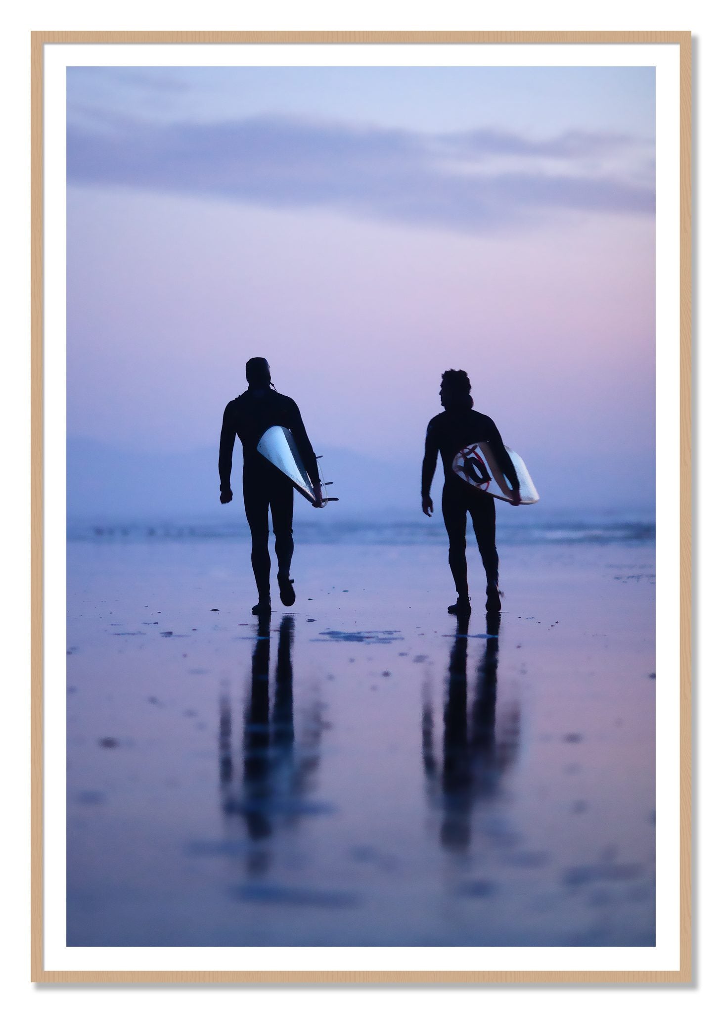 Ocean Beach Surf by Dylan Ozanich, 48×72 print with a White Border in an Oak frame