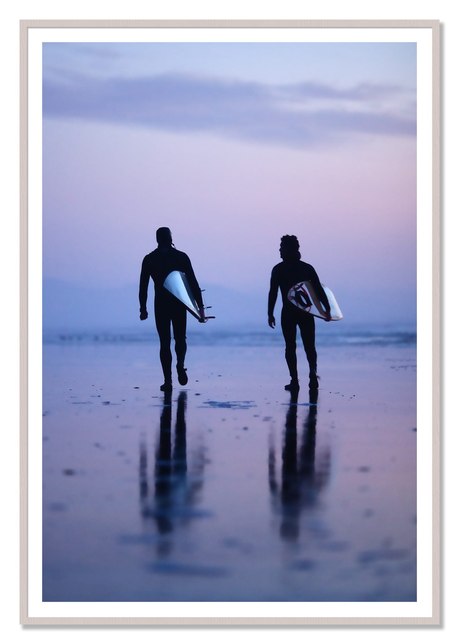 Ocean Beach Surf by Dylan Ozanich, 48×72 print with a White Border in a White Maple frame