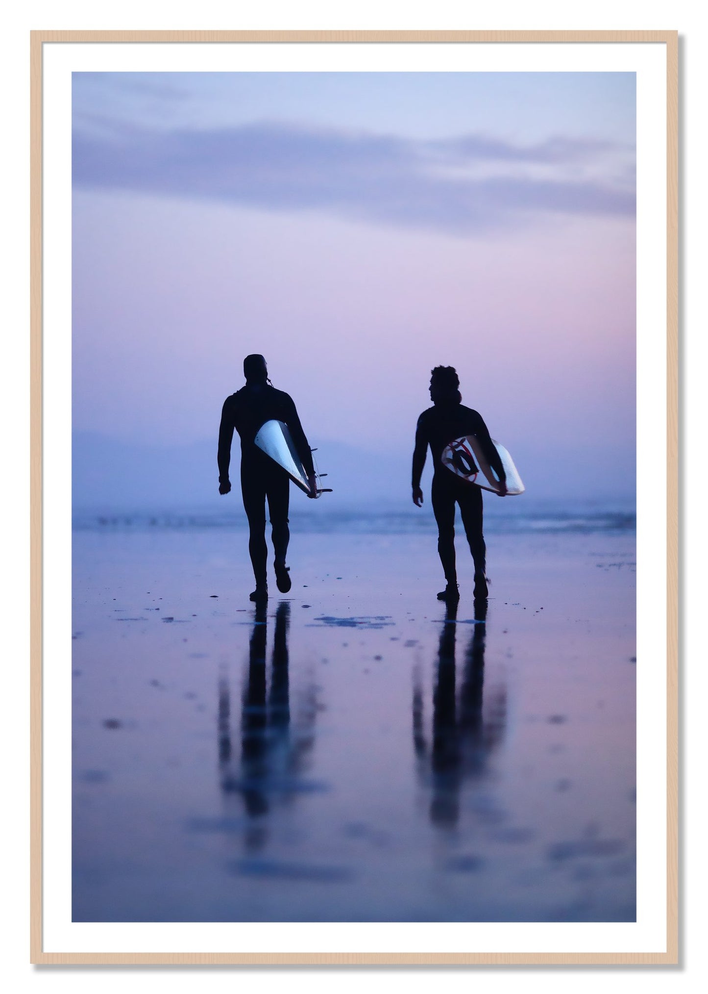 Framed photograph of Ocean Beach Surf by Dylan Ozanich, Maple frame, Borders