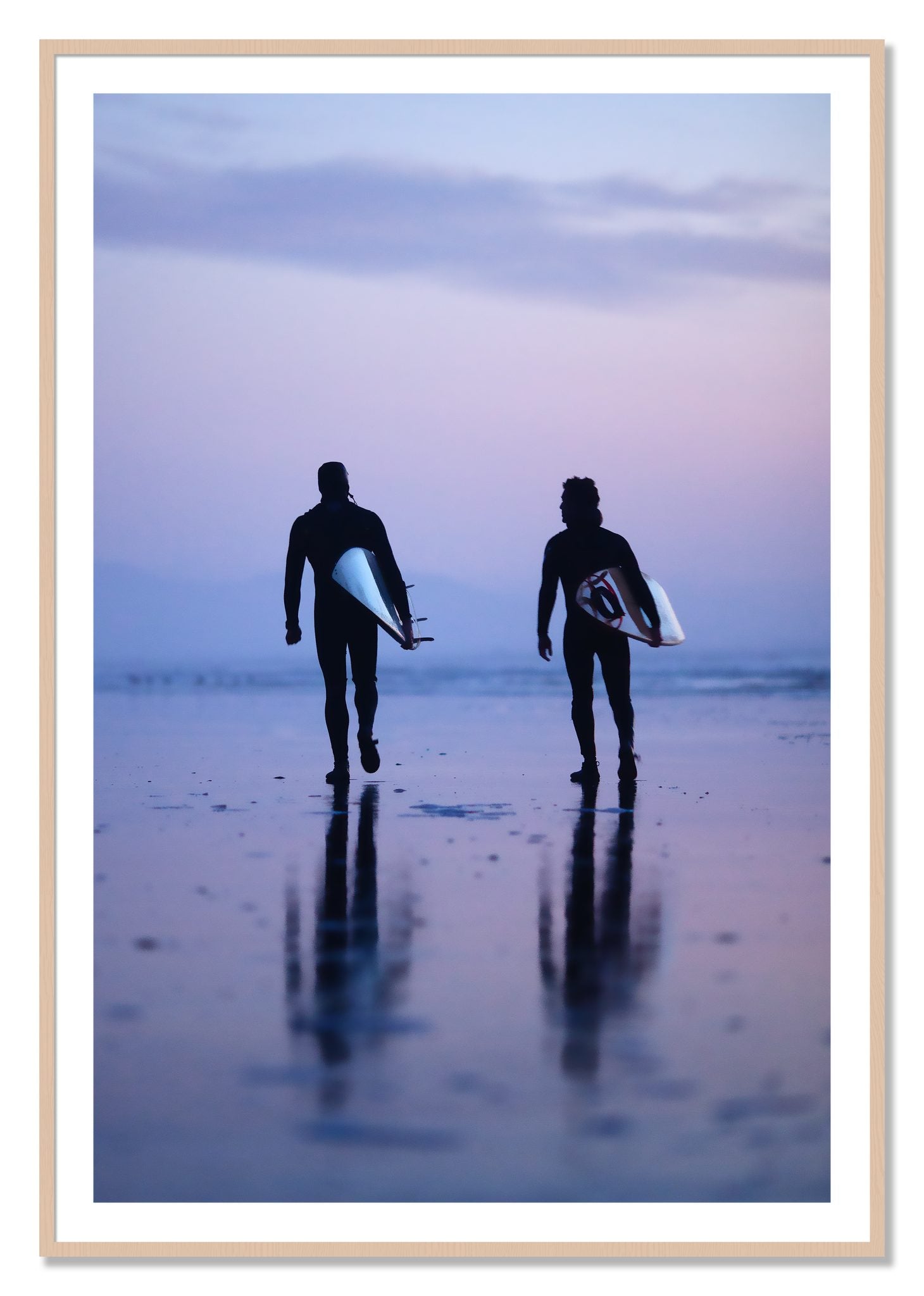 Framed photograph of Ocean Beach Surf by Dylan Ozanich, Maple frame, Borders