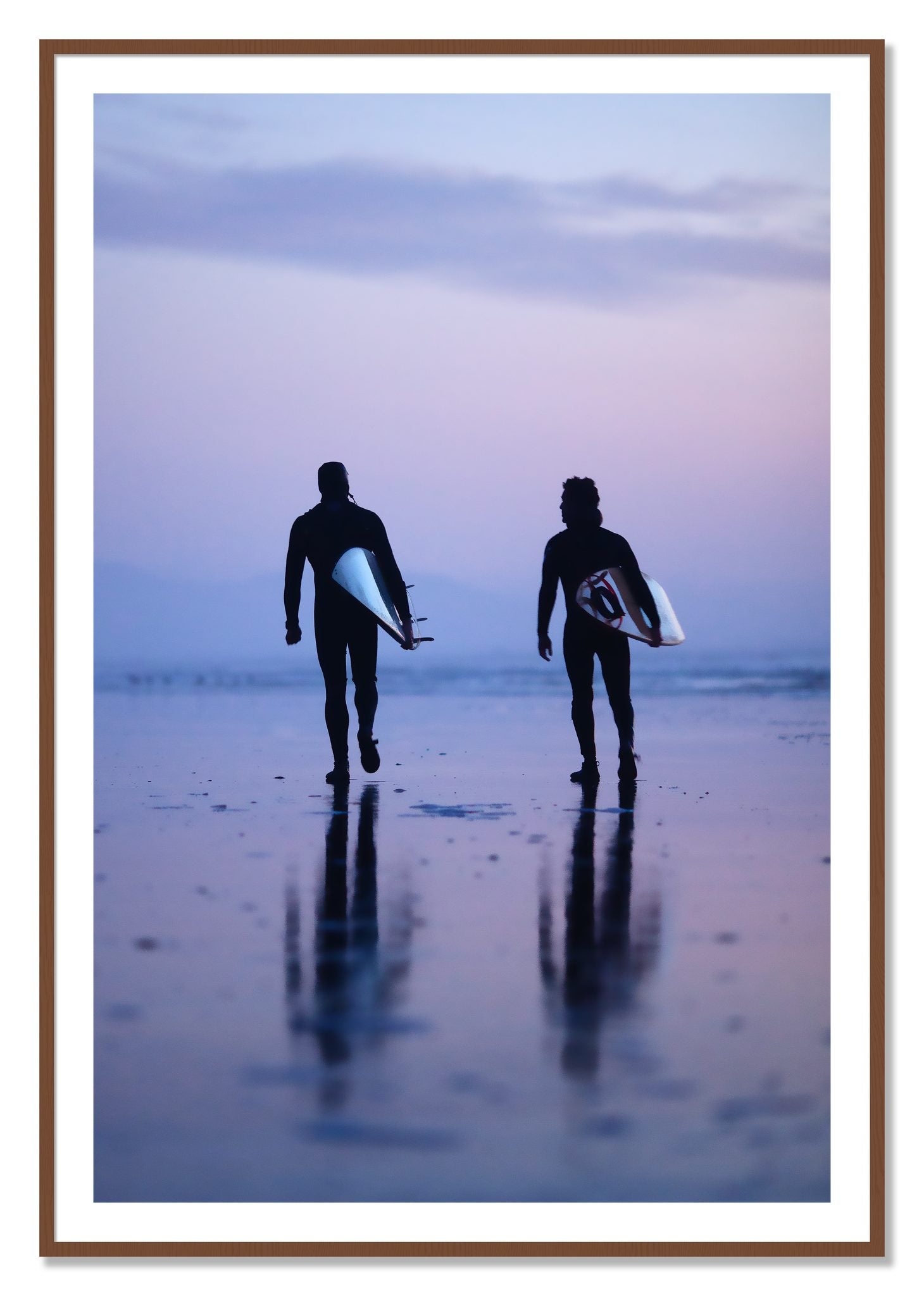 Framed photograph of Ocean Beach Surf by Dylan Ozanich, Walnut frame, Borders