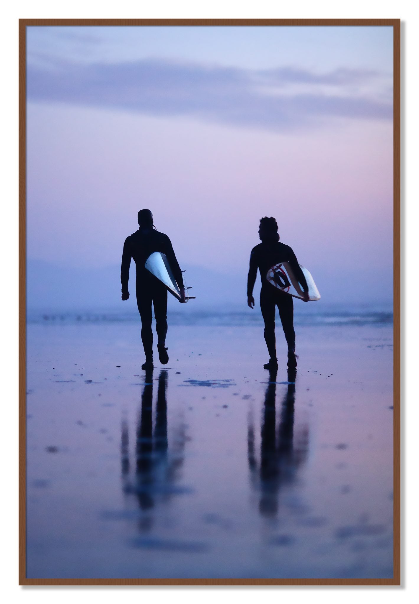 Framed photograph of Ocean Beach Surf by Dylan Ozanich, Walnut frame, Full Bleed