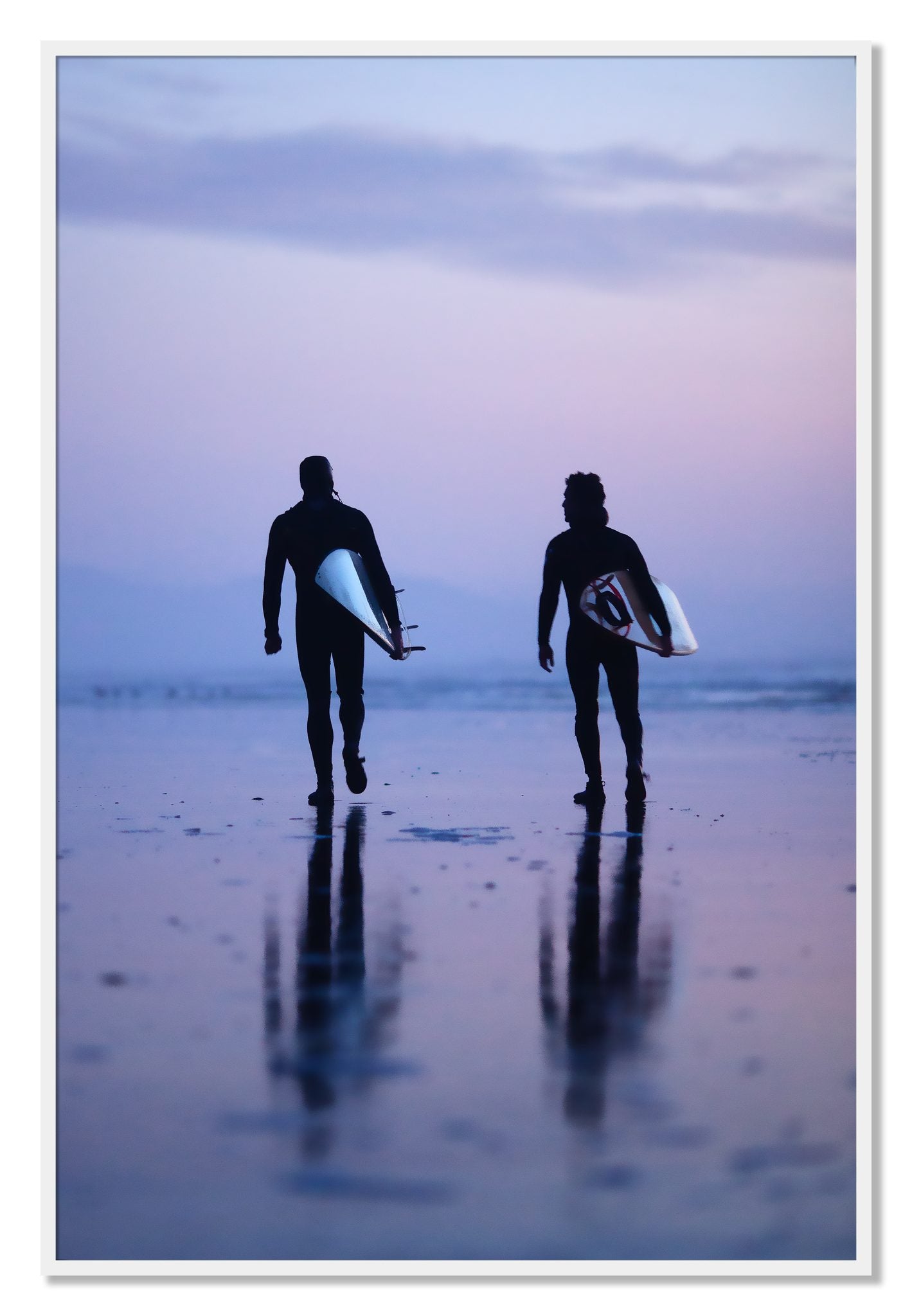 Framed photograph of Ocean Beach Surf by Dylan Ozanich, White frame, Full Bleed