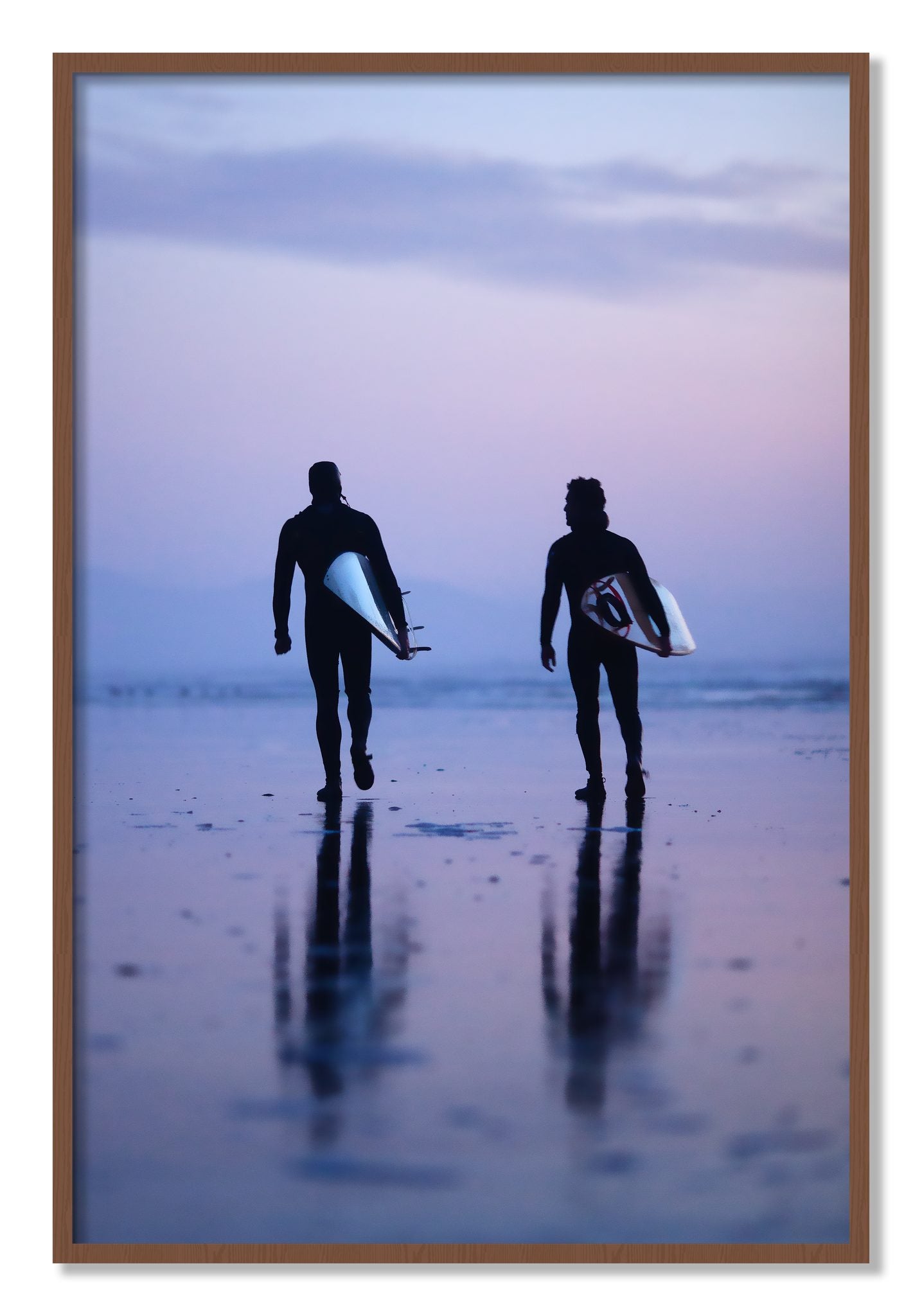 Framed photograph of Ocean Beach Surf by Dylan Ozanich, Walnut frame, Full Bleed