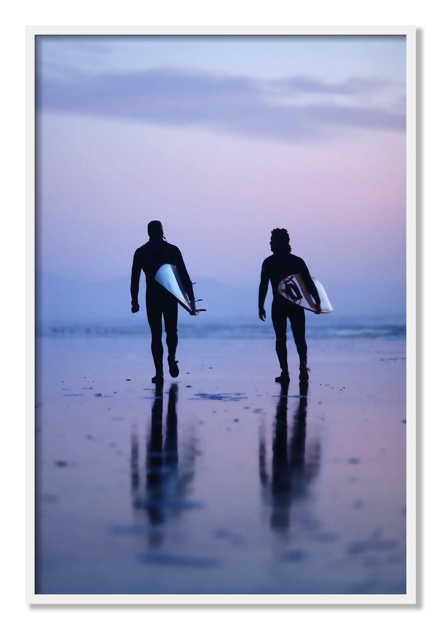 Framed photograph of Ocean Beach Surf by Dylan Ozanich, White frame, Full Bleed