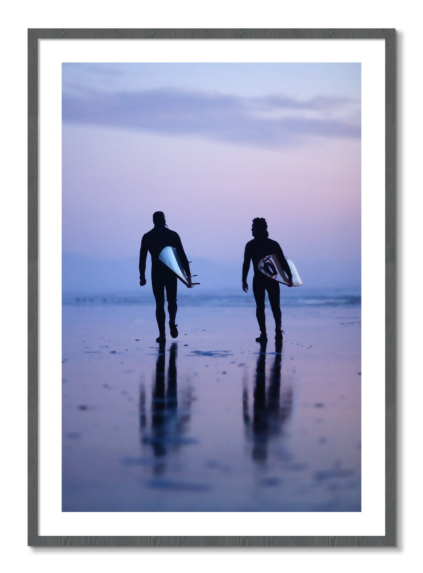 Framed photograph of Ocean Beach Surf by Dylan Ozanich, Grey frame, Borders