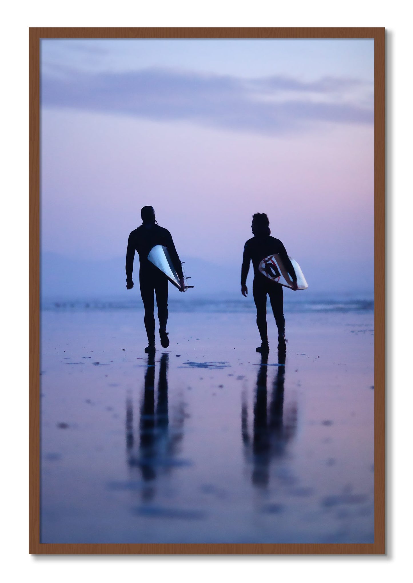 Framed photograph of Ocean Beach Surf by Dylan Ozanich, Walnut frame, Full Bleed