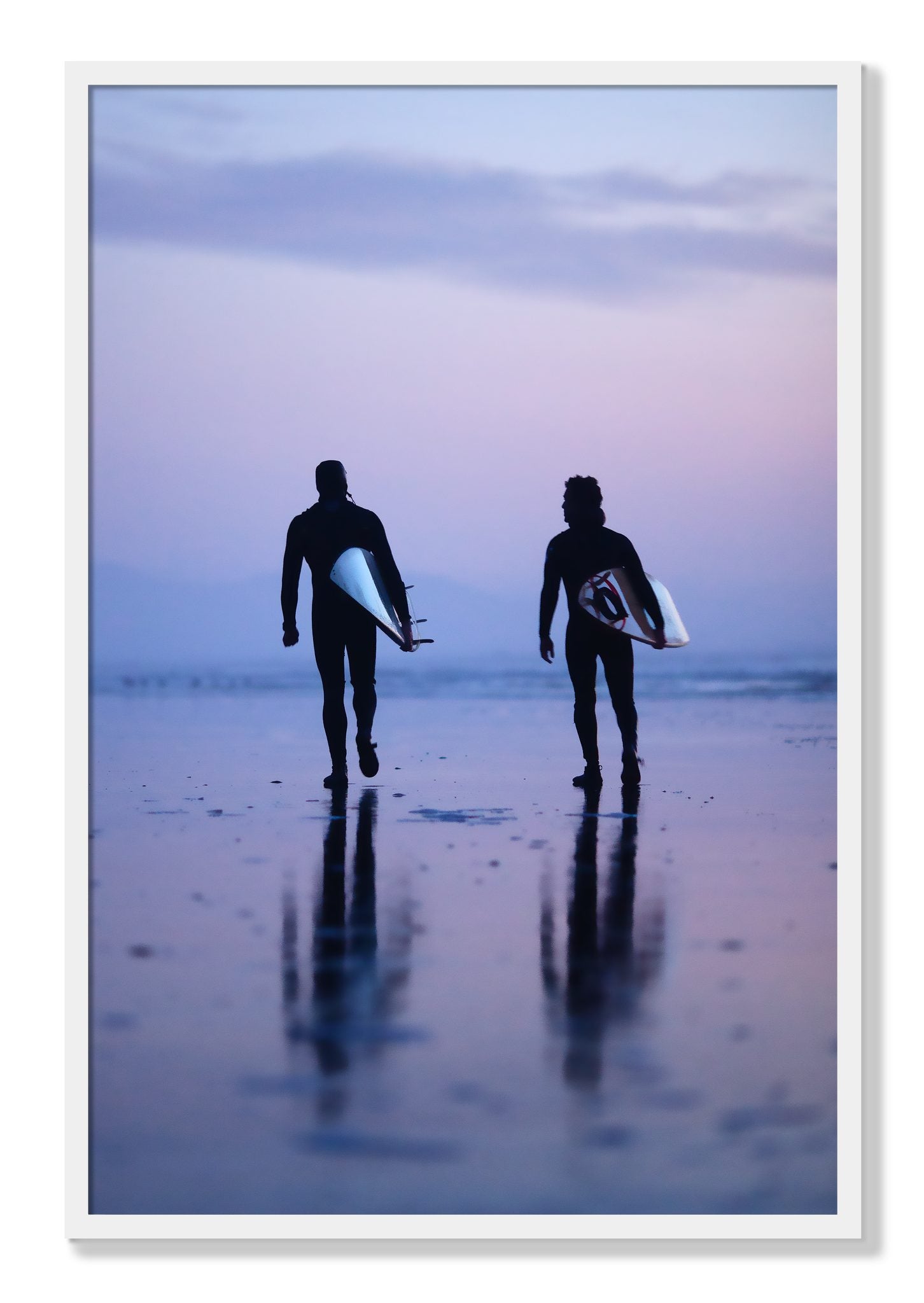 Framed photograph of Ocean Beach Surf by Dylan Ozanich, White frame, Full Bleed