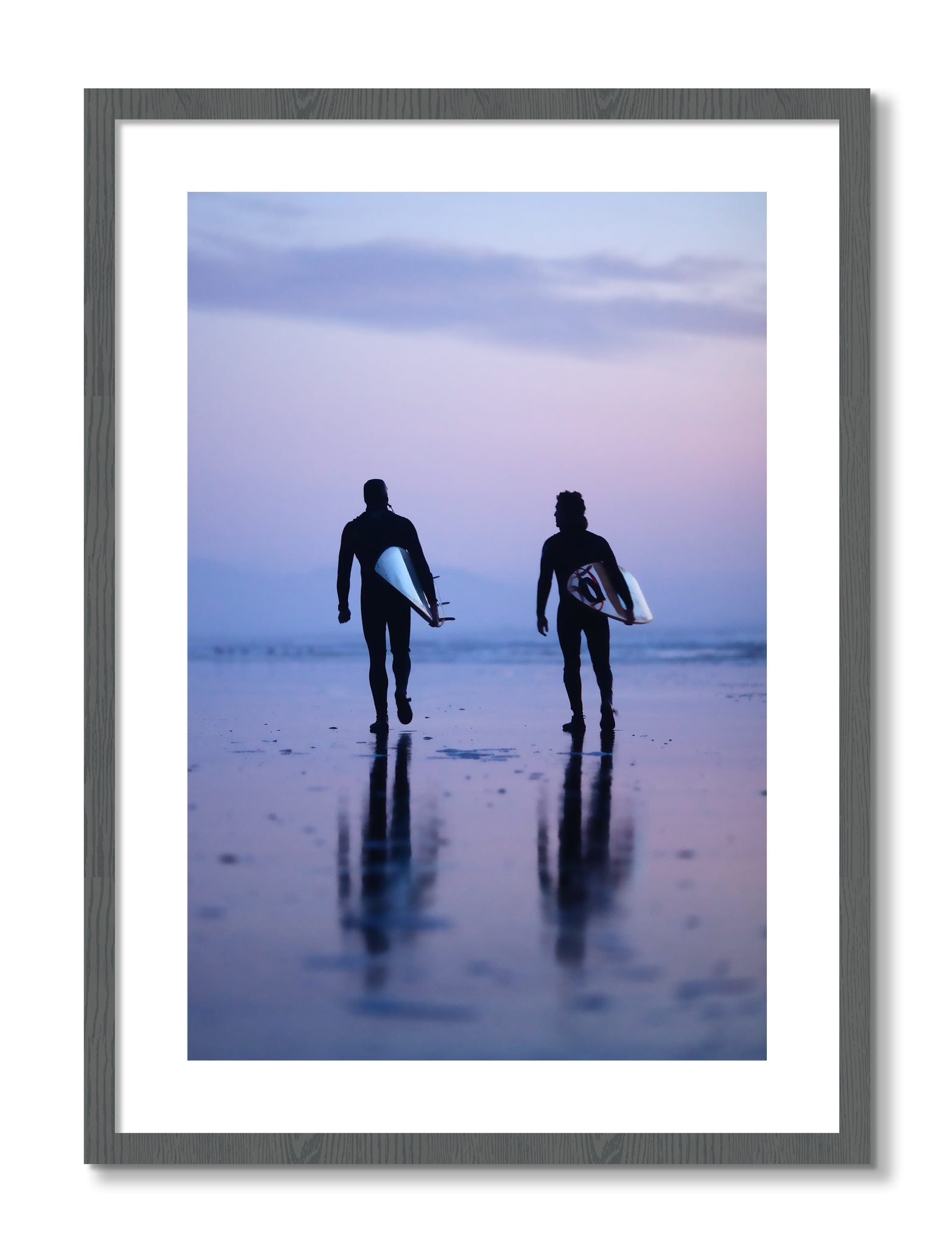Framed photograph of Ocean Beach Surf by Dylan Ozanich, Grey frame, Borders