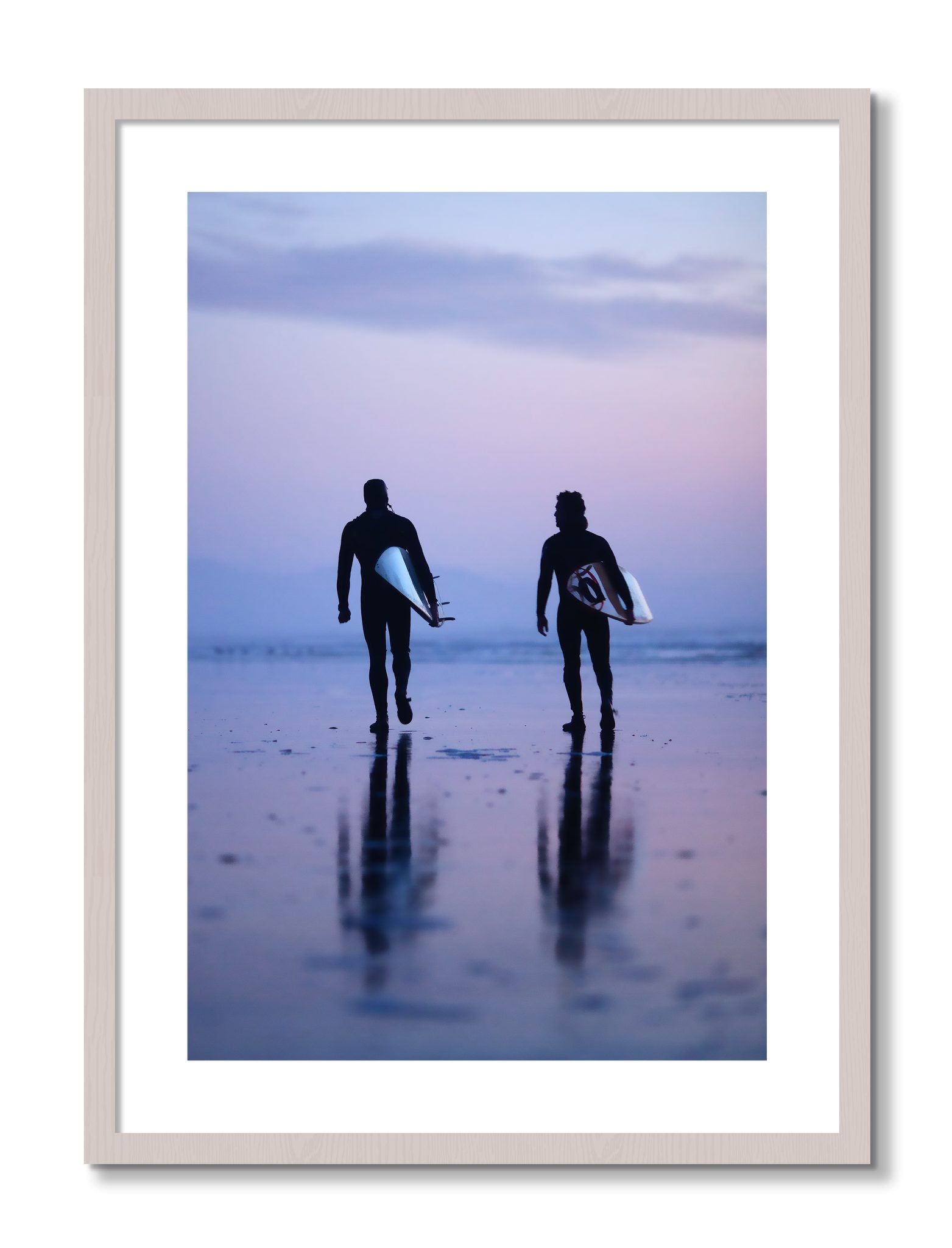Framed photograph of Ocean Beach Surf by Dylan Ozanich, White Maple frame, Borders