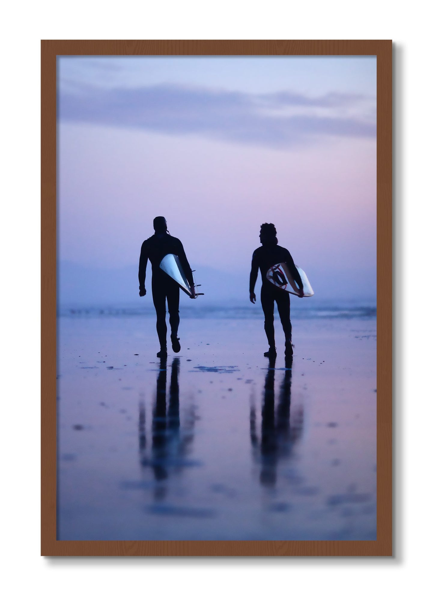 Framed photograph of Ocean Beach Surf by Dylan Ozanich, Walnut frame, Full Bleed
